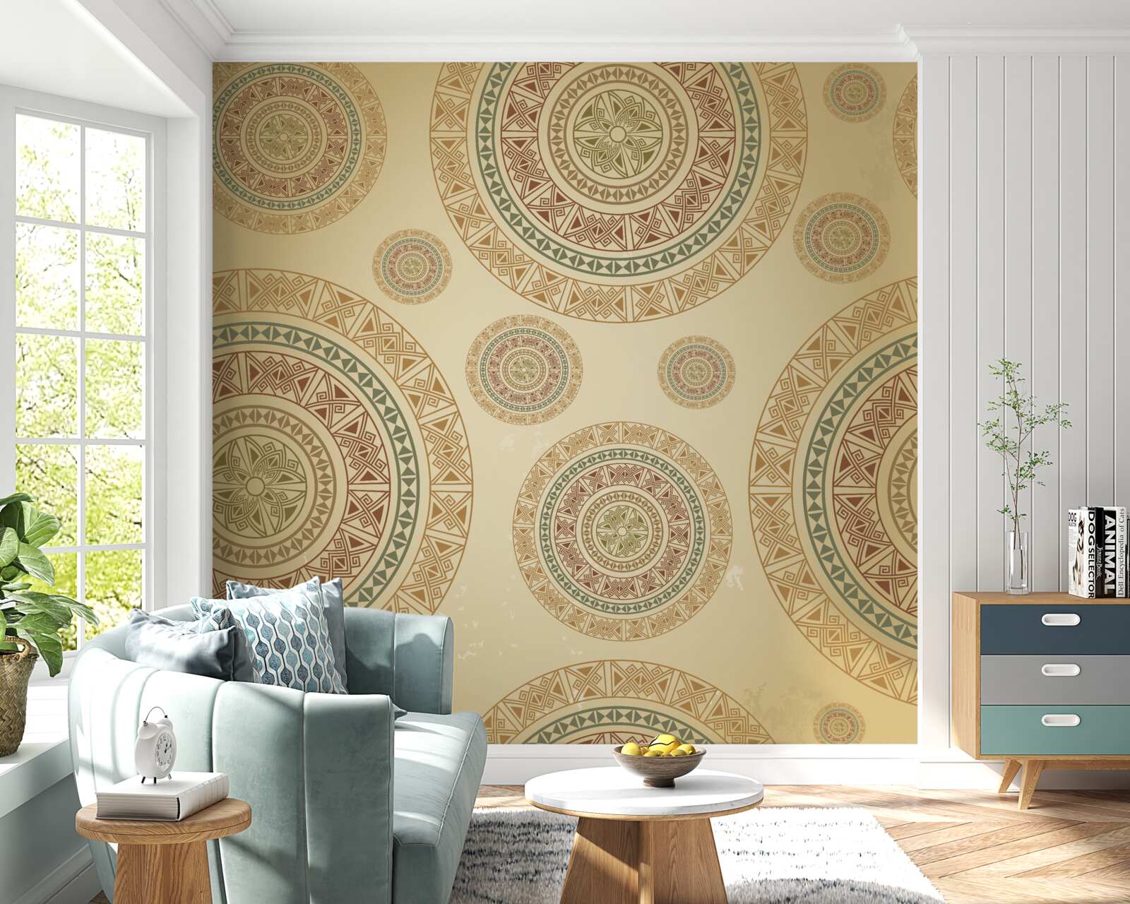 Fototapet figurine maro deschis cu un motiv etnic