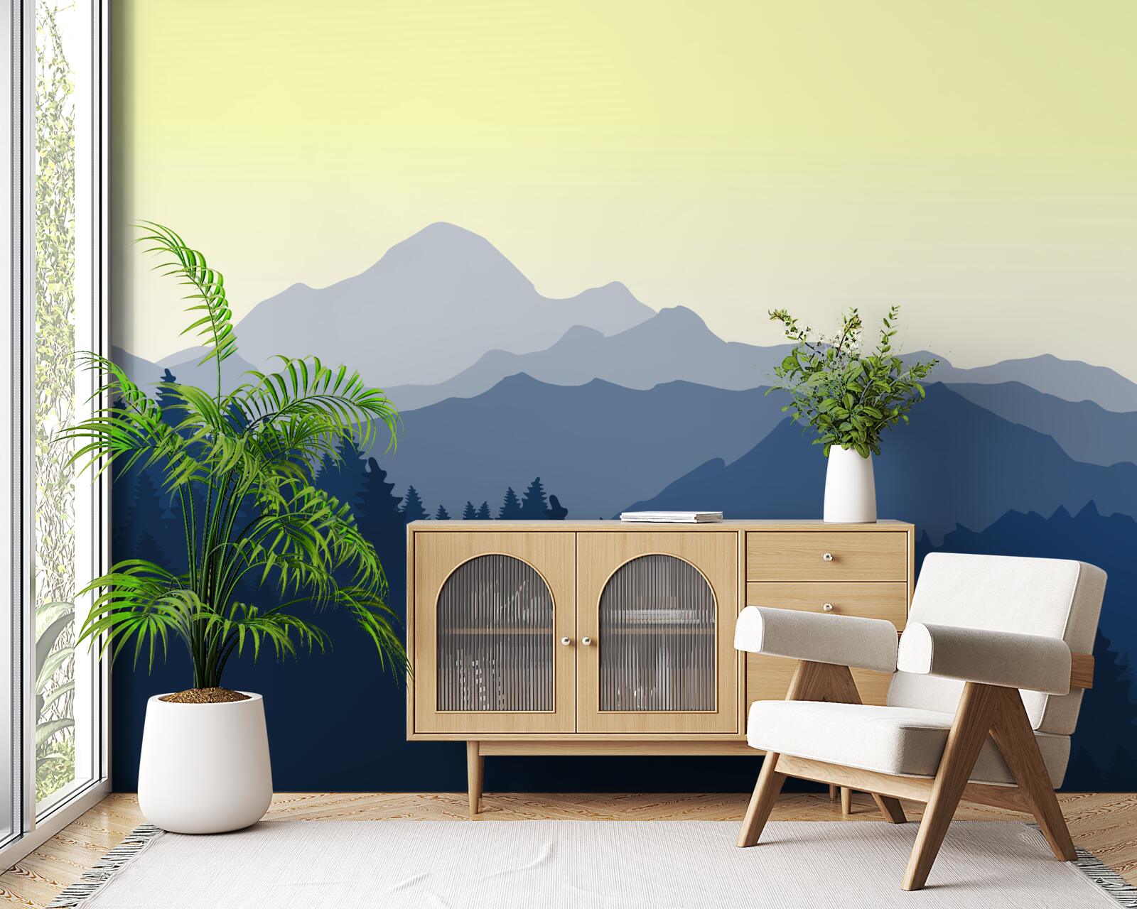 Fototapet munți cețoși