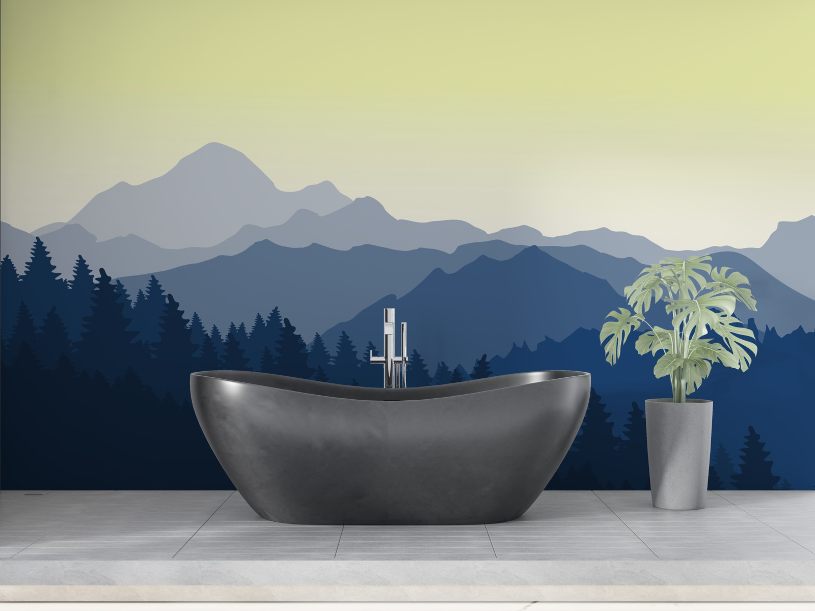 Fototapet munți cețoși