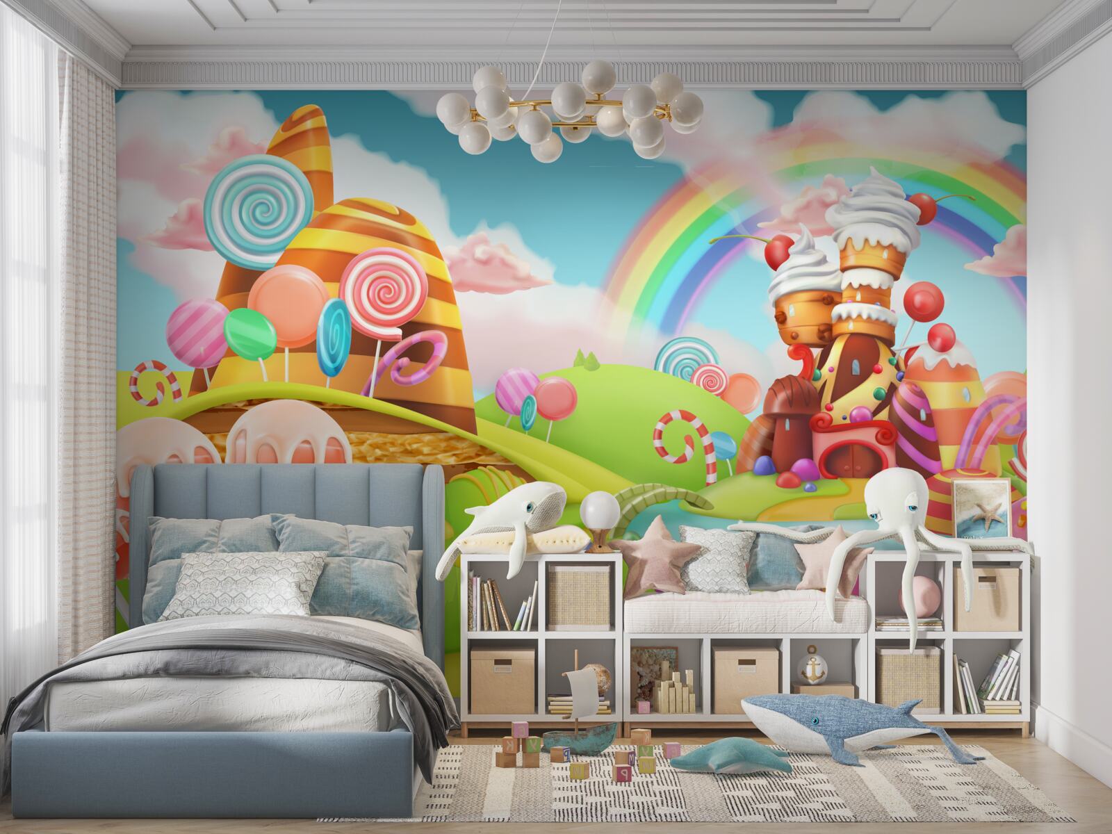 Fototapet un oraș dulce făcut din dulciuri și prăjituri