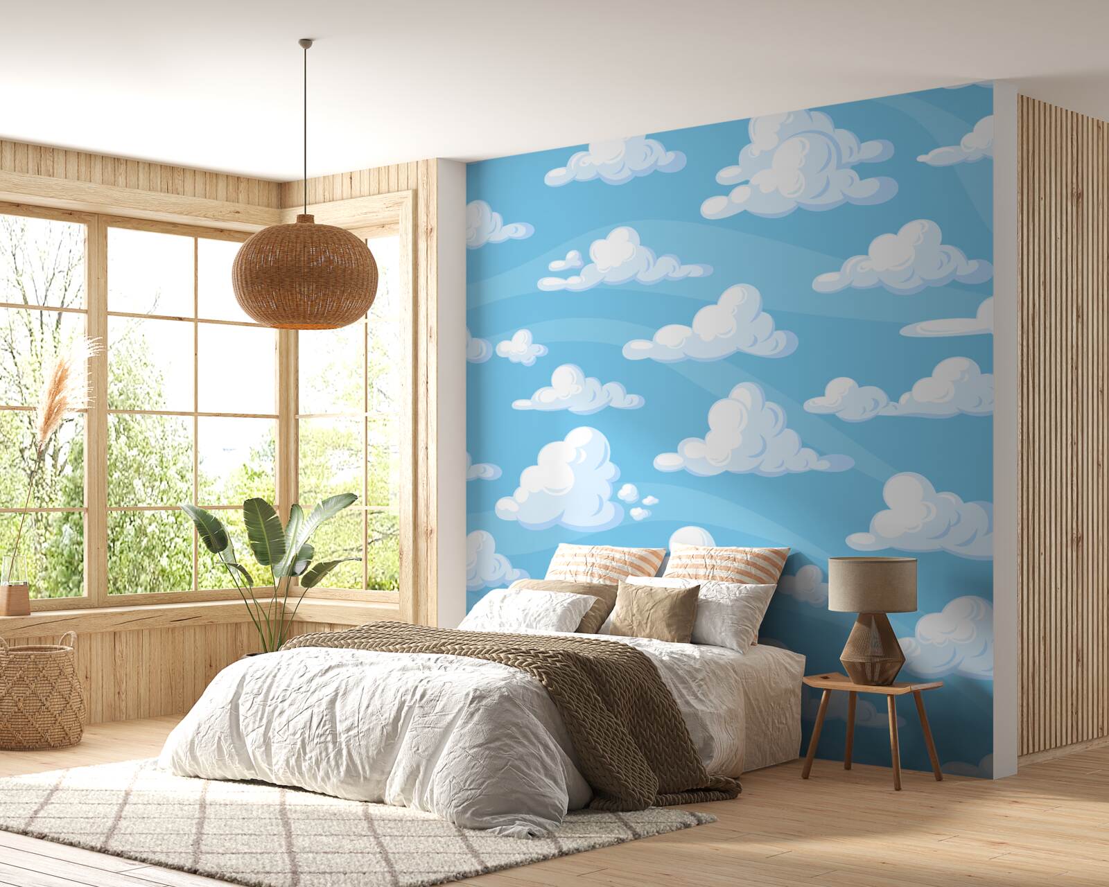 Fototapet nori plutind pe un cer azuriu