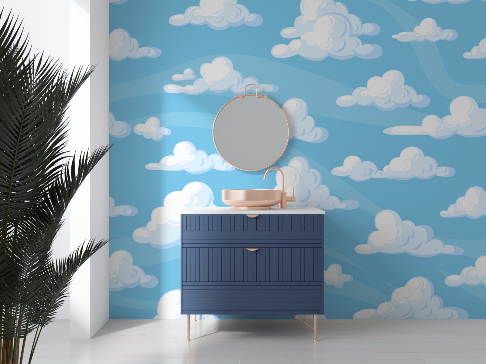 Fototapet nori plutind pe un cer azuriu