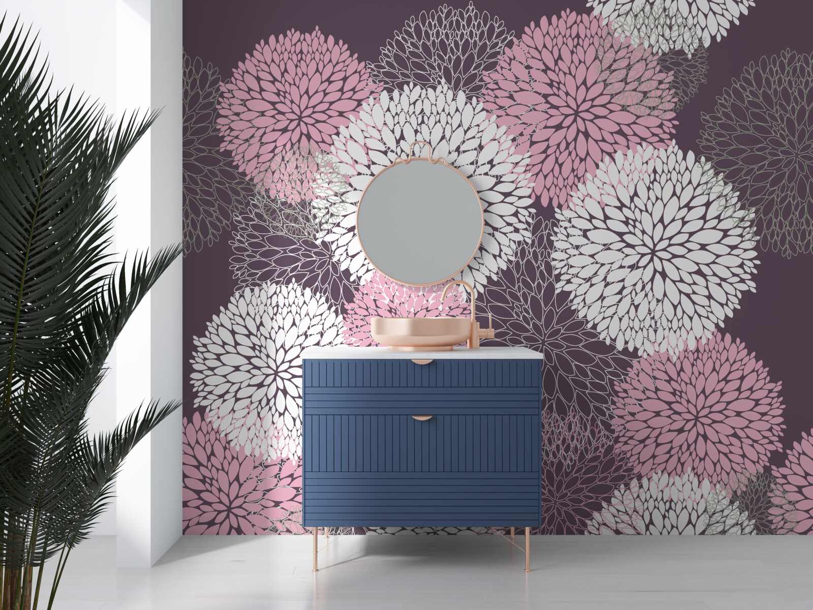 Fototapet mugurii de păpădie sunt de culoare albă, roz și gri