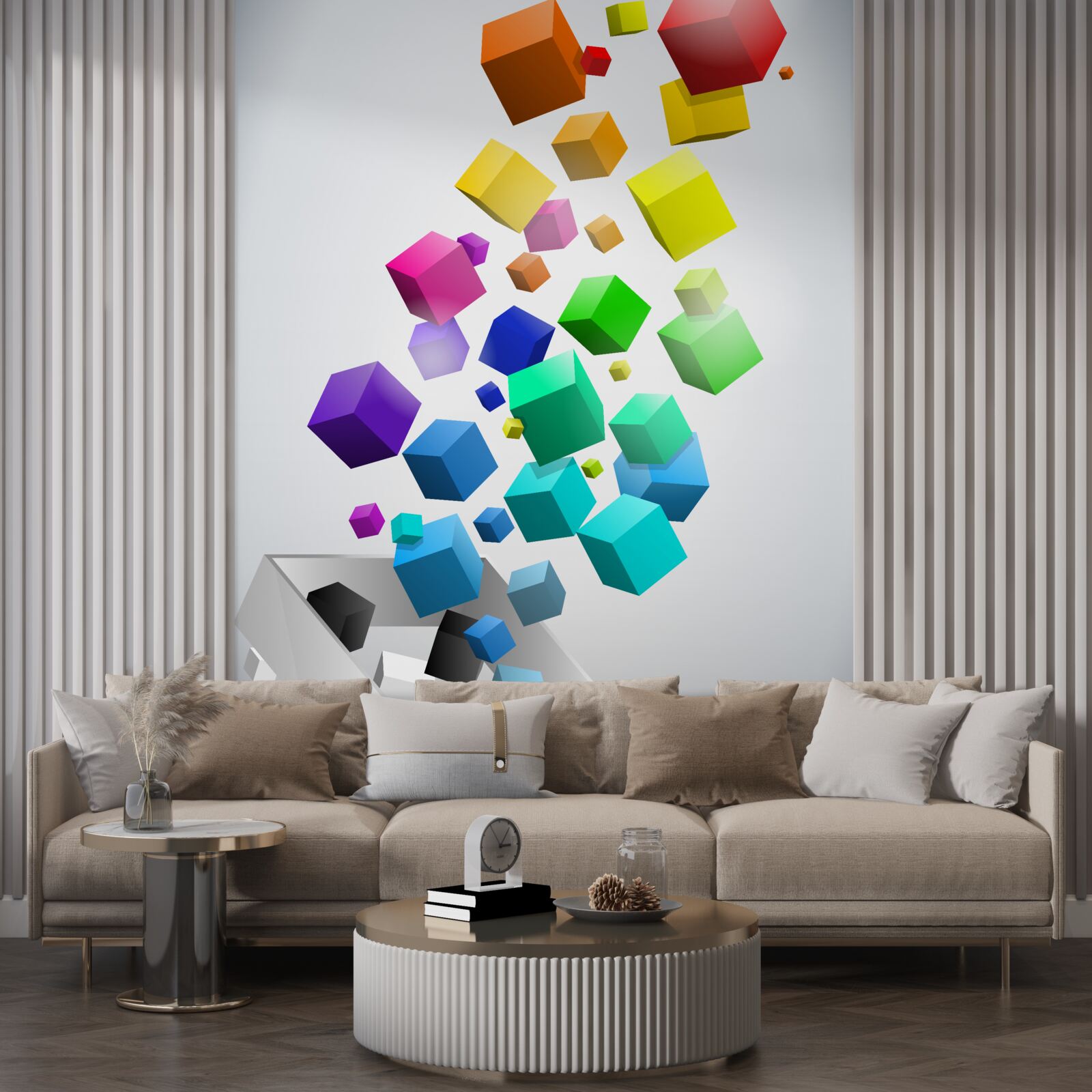 Fototapet cuburile de toate culorile merg în sus