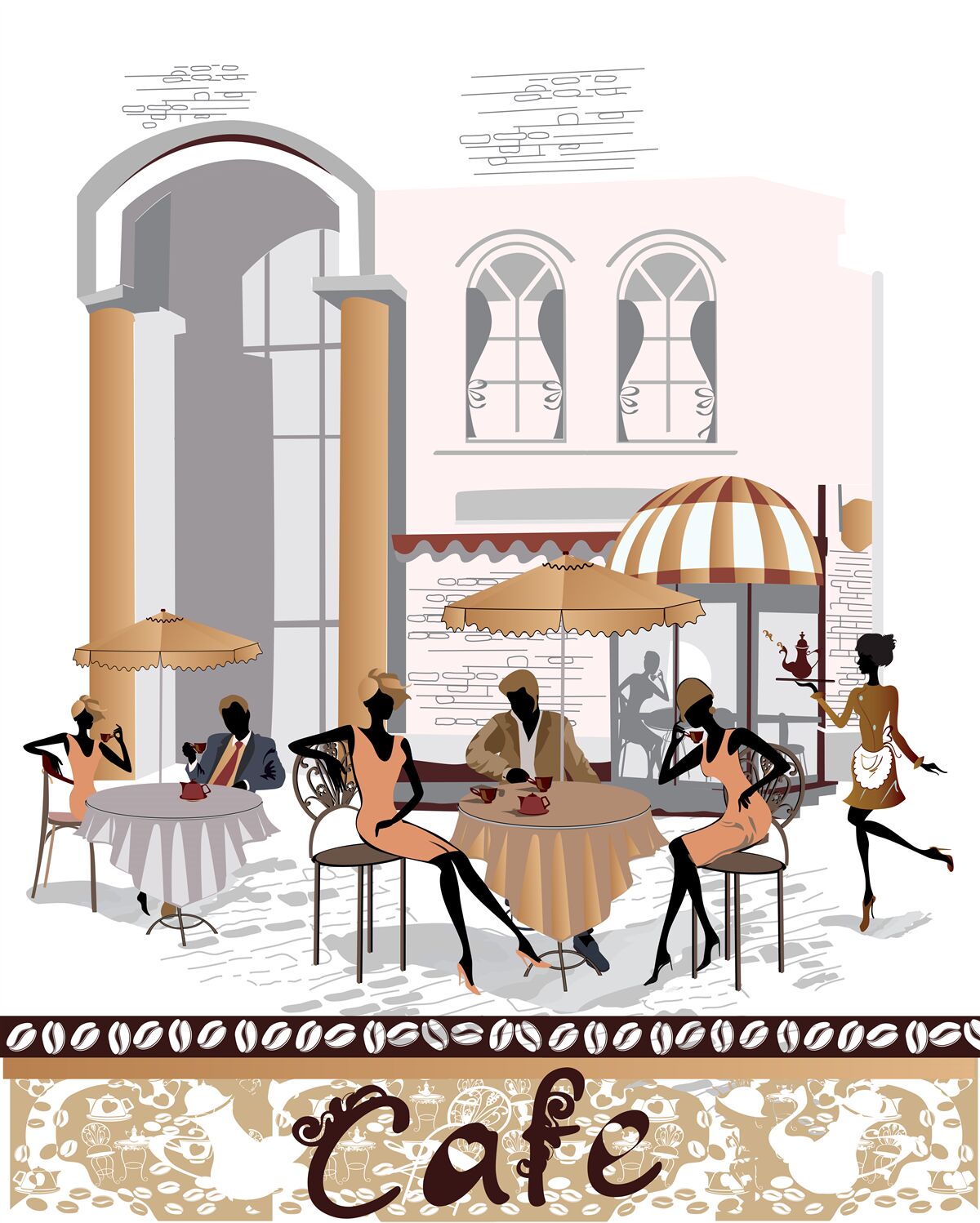 Fototapet imagine a unei cafenele cu oaspeți