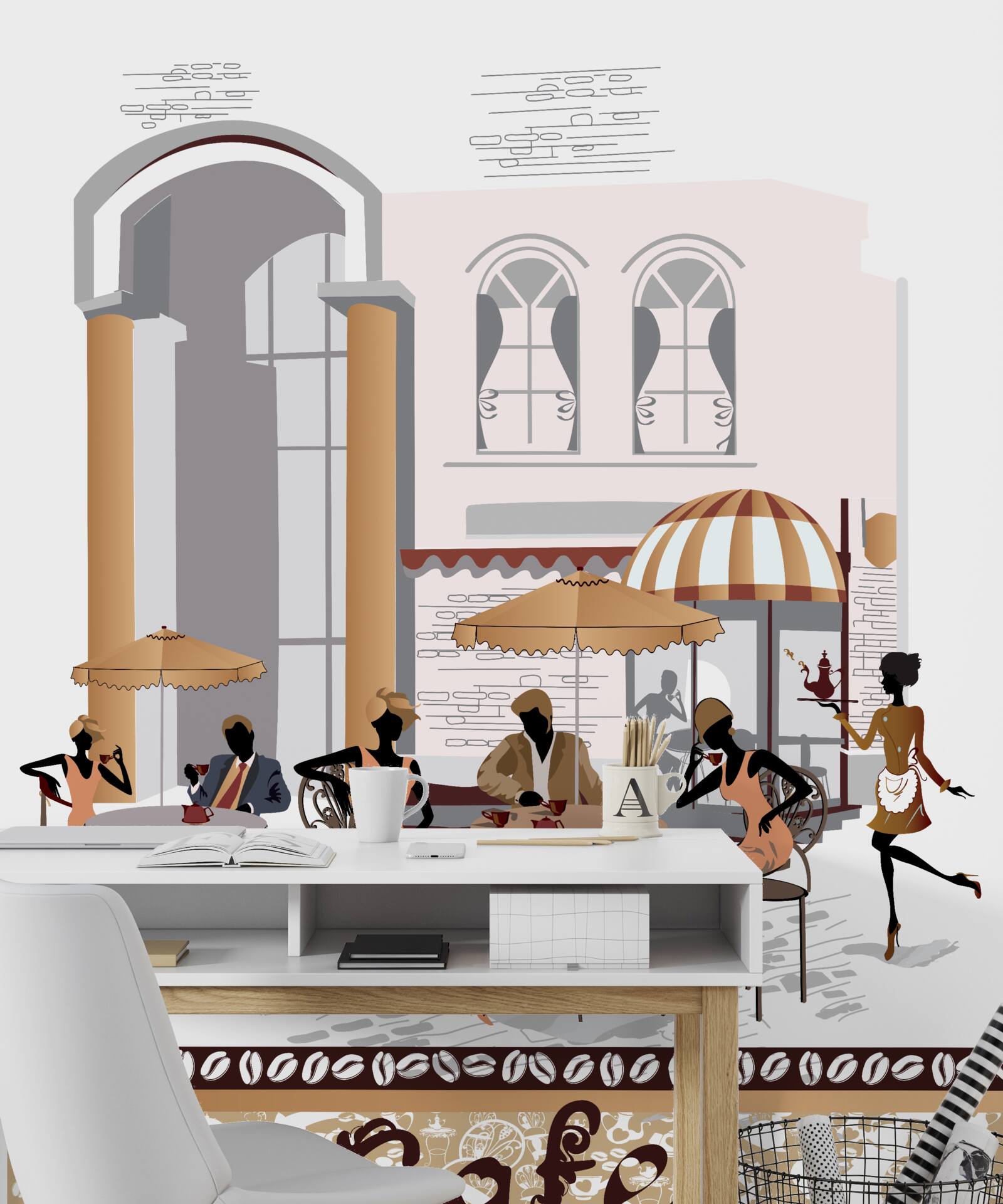 Fototapet imagine a unei cafenele cu oaspeți