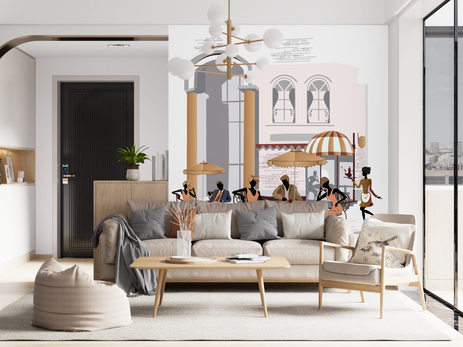 Fototapet imagine a unei cafenele cu oaspeți