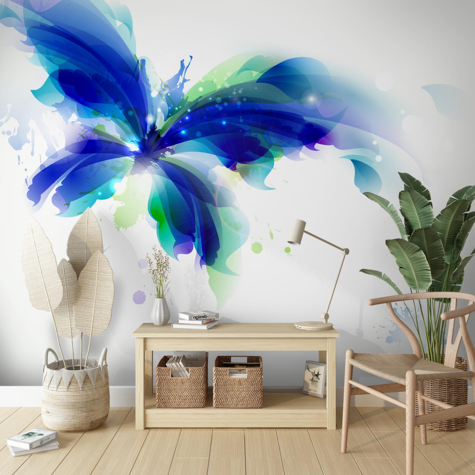 Fototapet acuarelă fluture albastru în aer