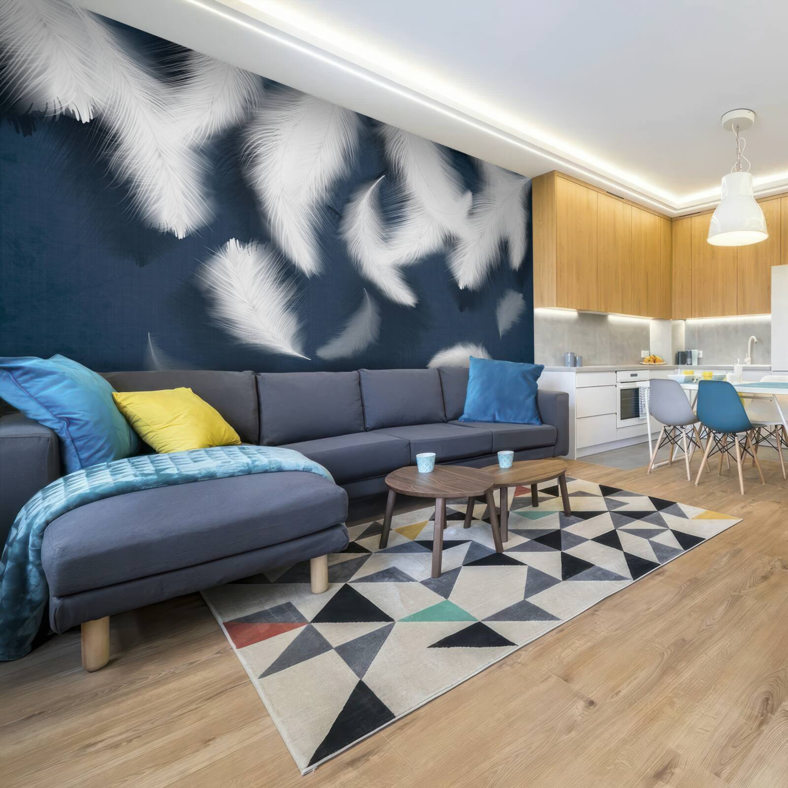 Fototapet pene care par să plutească în aer