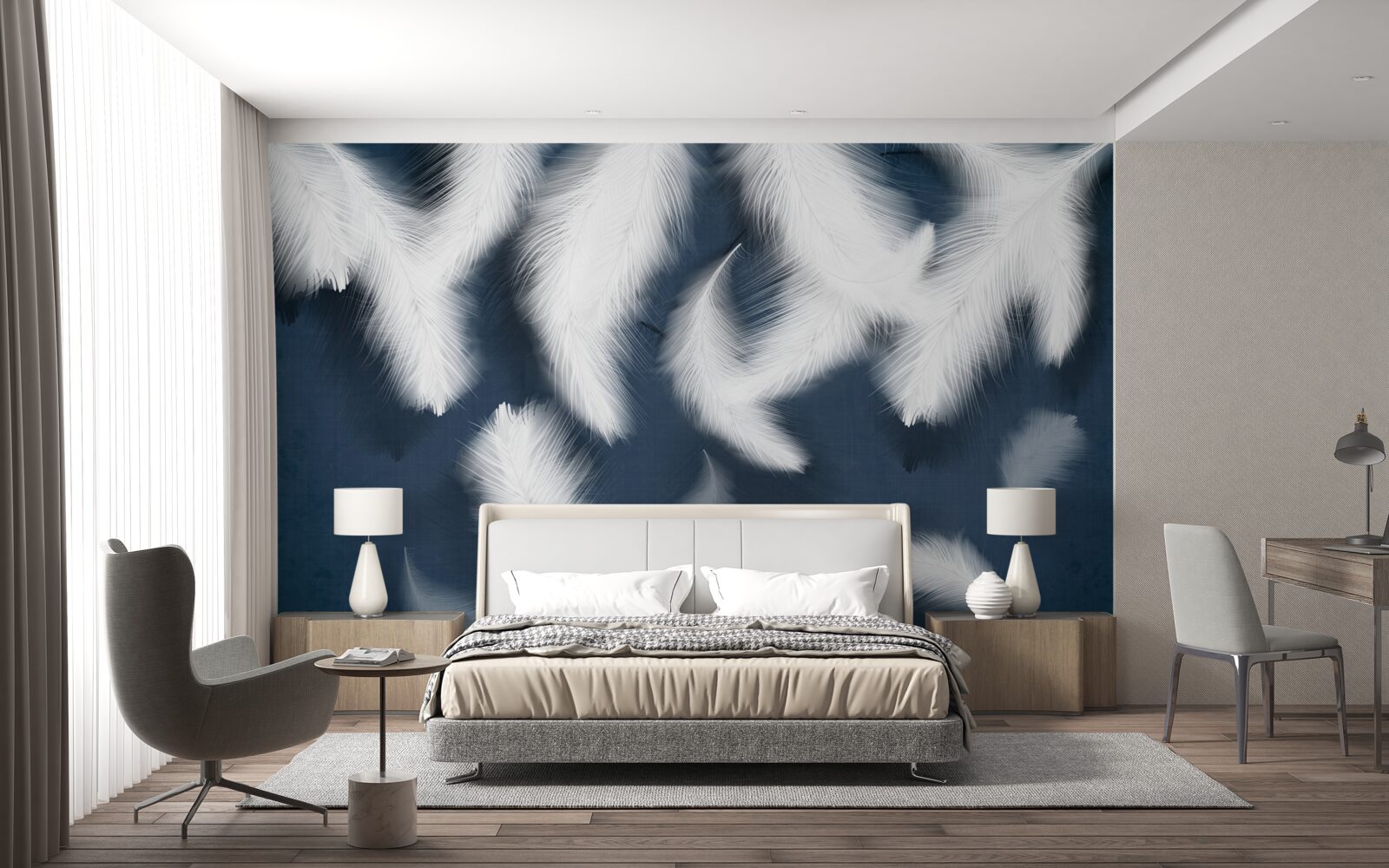 Fototapet pene care par să plutească în aer