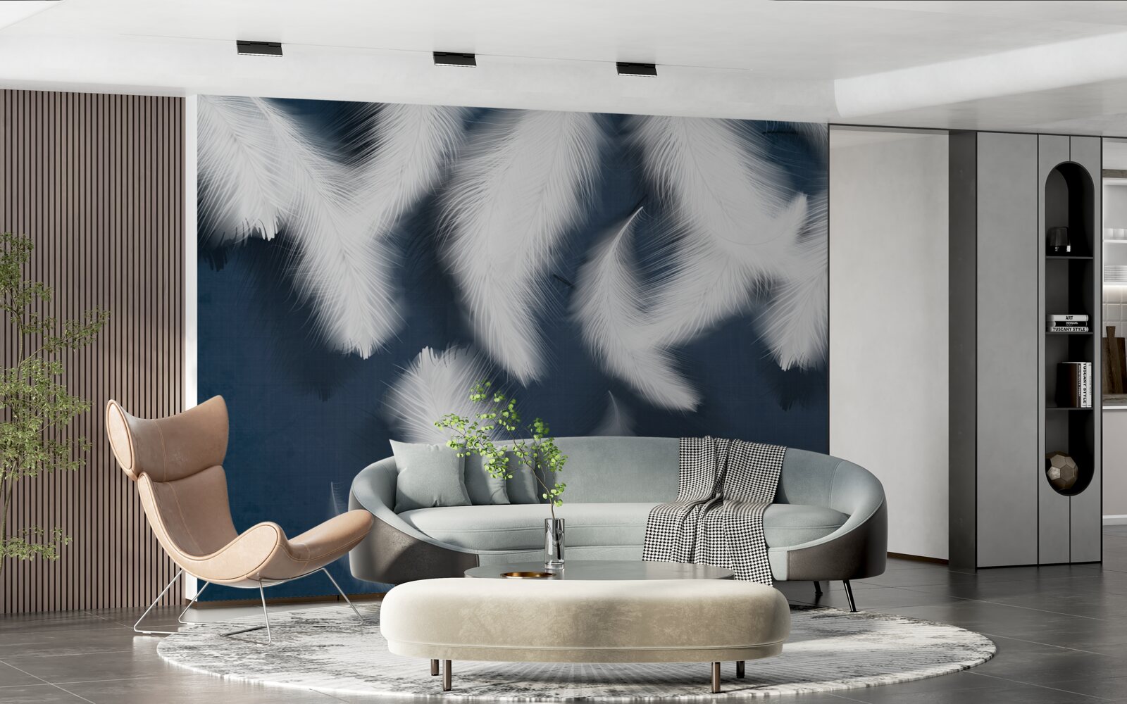 Fototapet pene care par să plutească în aer