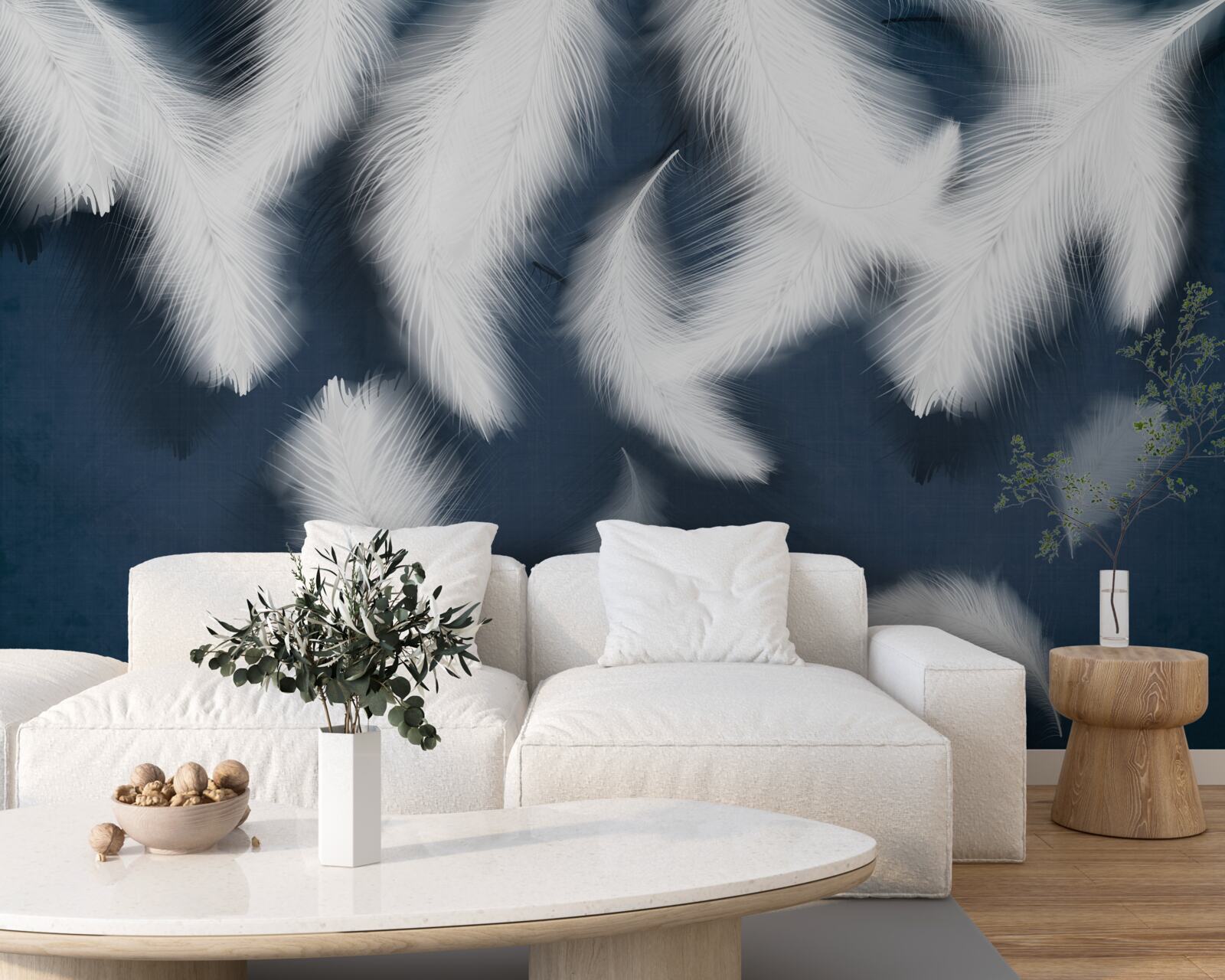 Fototapet pene care par să plutească în aer