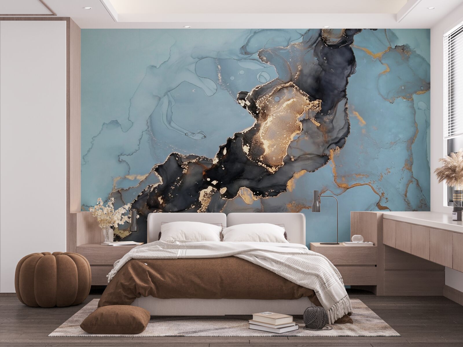 Fototapet model de motiv pe marmură albastră