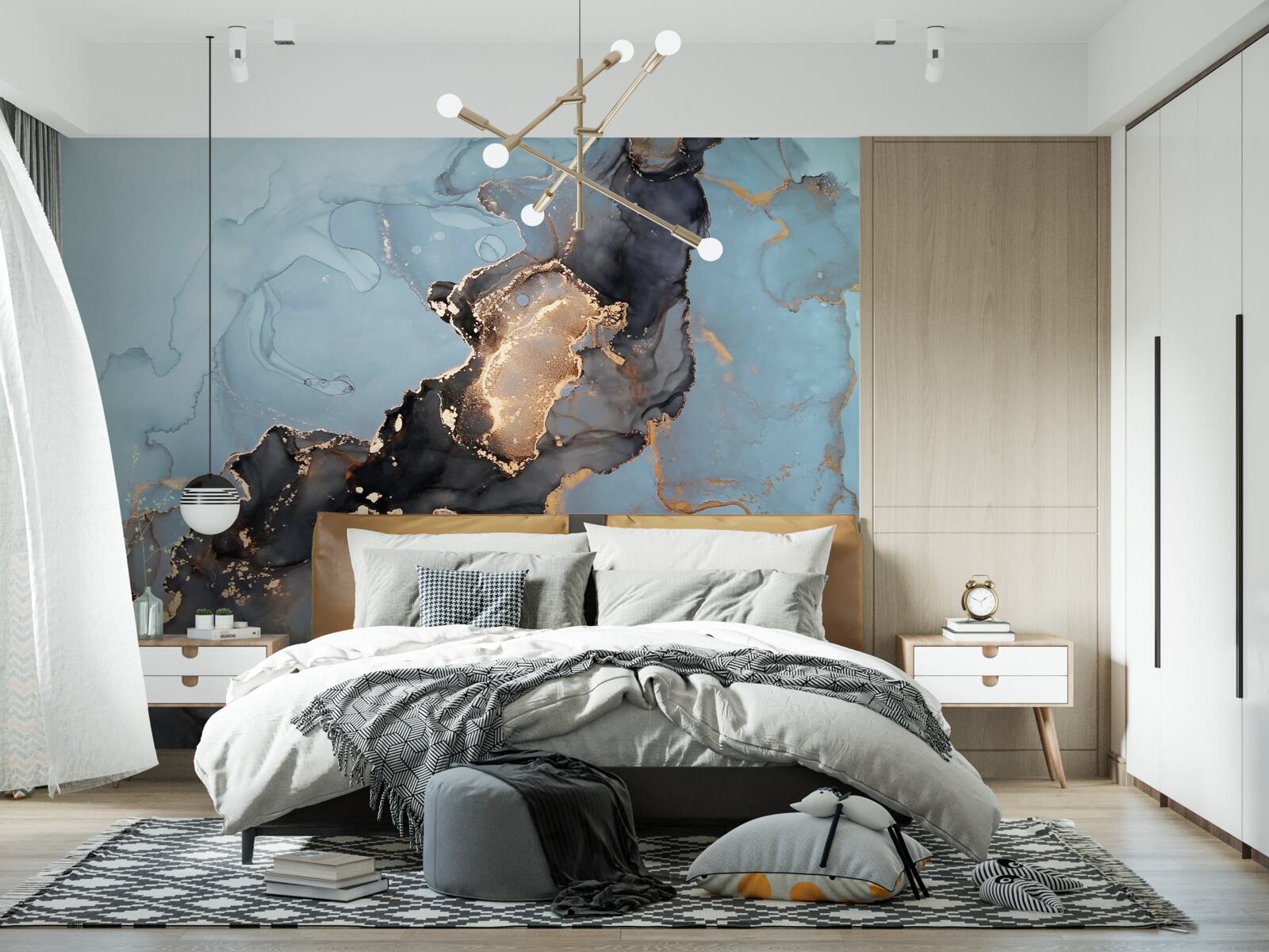 Fototapet model de motiv pe marmură albastră