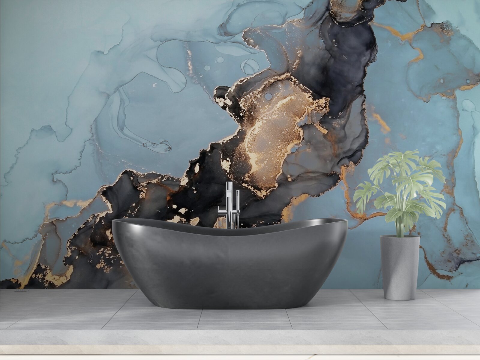 Fototapet model de motiv pe marmură albastră