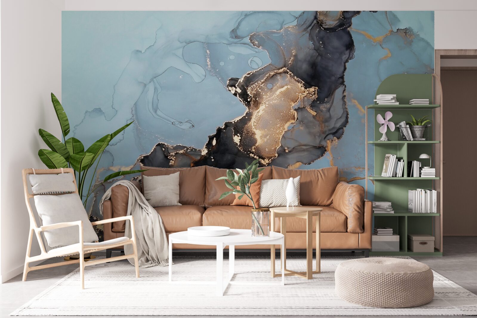 Fototapet model de motiv pe marmură albastră