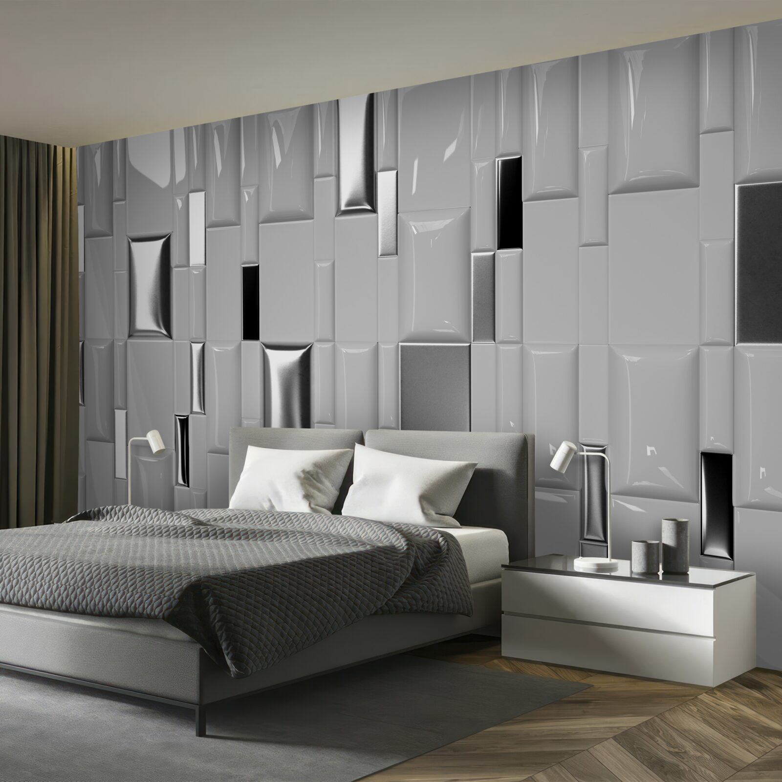 Fototapet gresie gri lucioasă cu tonuri aurii