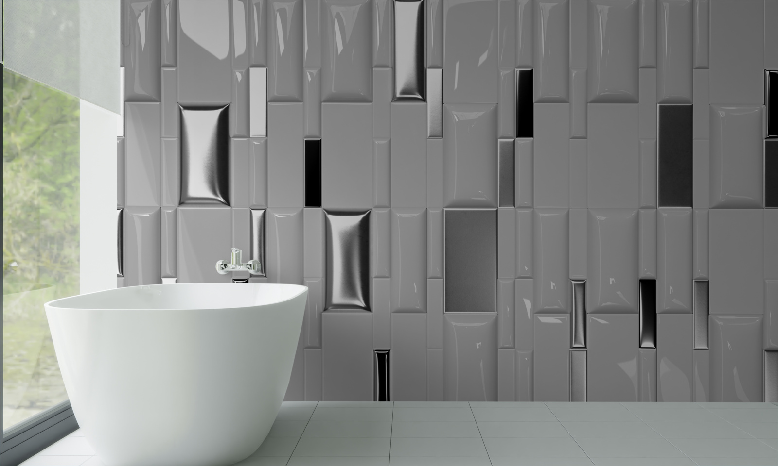 Fototapet gresie gri lucioasă cu tonuri aurii