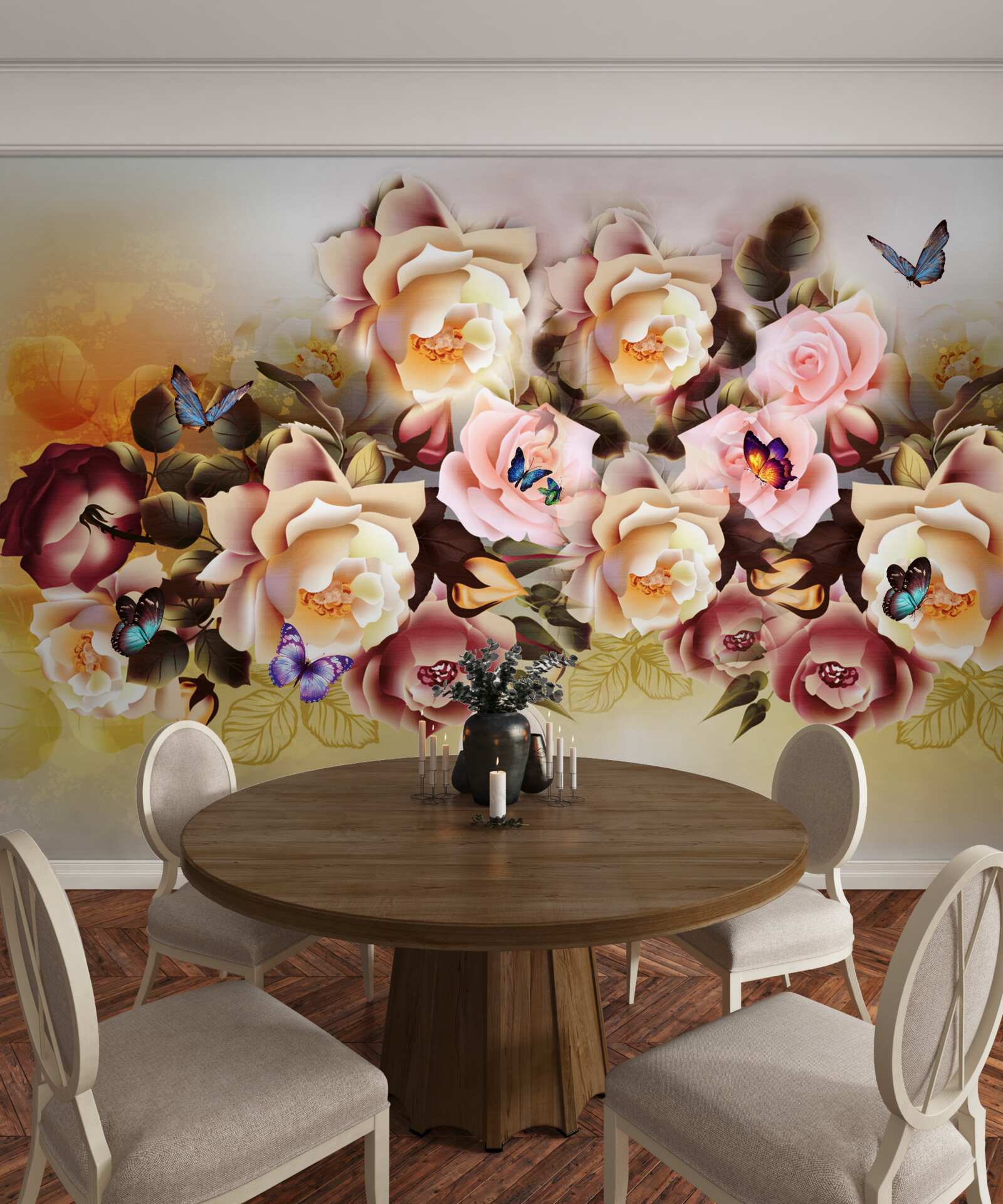 Fototapet compoziție de trandafiri luminoși și frumoși