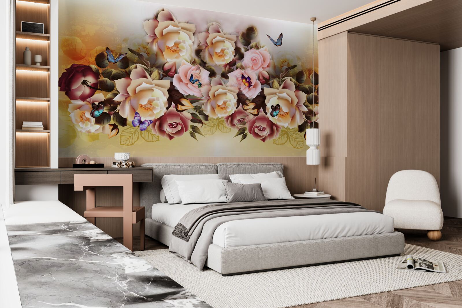 Fototapet compoziție de trandafiri luminoși și frumoși