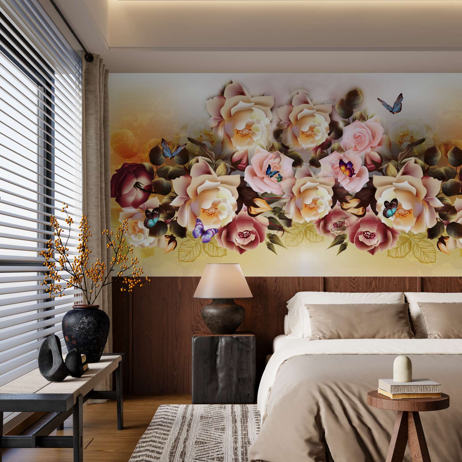 Fototapet compoziție de trandafiri luminoși și frumoși