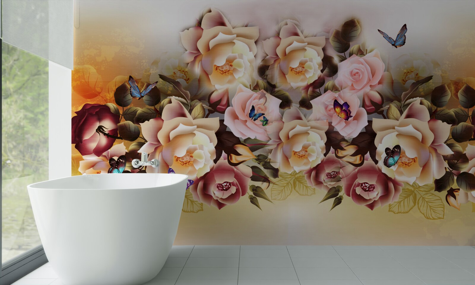 Fototapet compoziție de trandafiri luminoși și frumoși