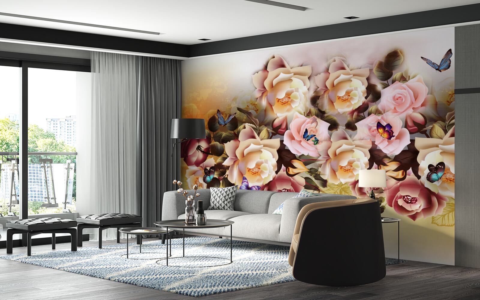 Fototapet compoziție de trandafiri luminoși și frumoși