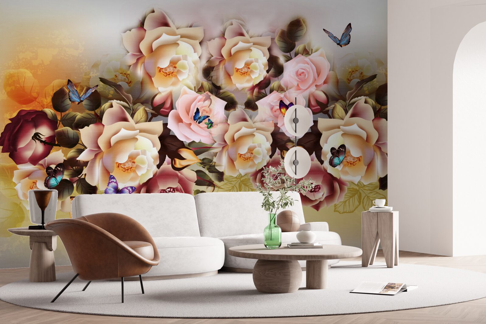 Fototapet compoziție de trandafiri luminoși și frumoși