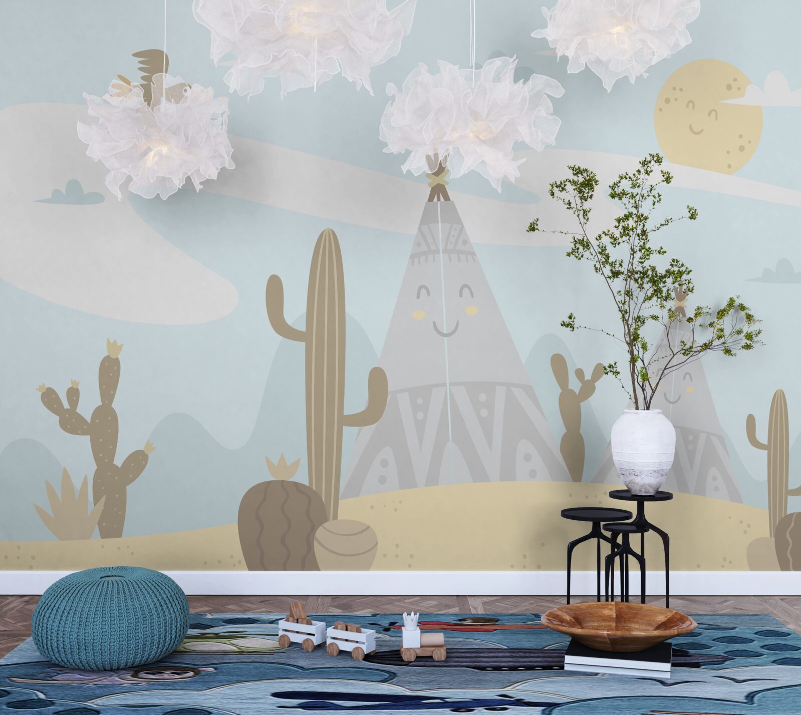 Fototapet zonă uscată cu plante cu spini