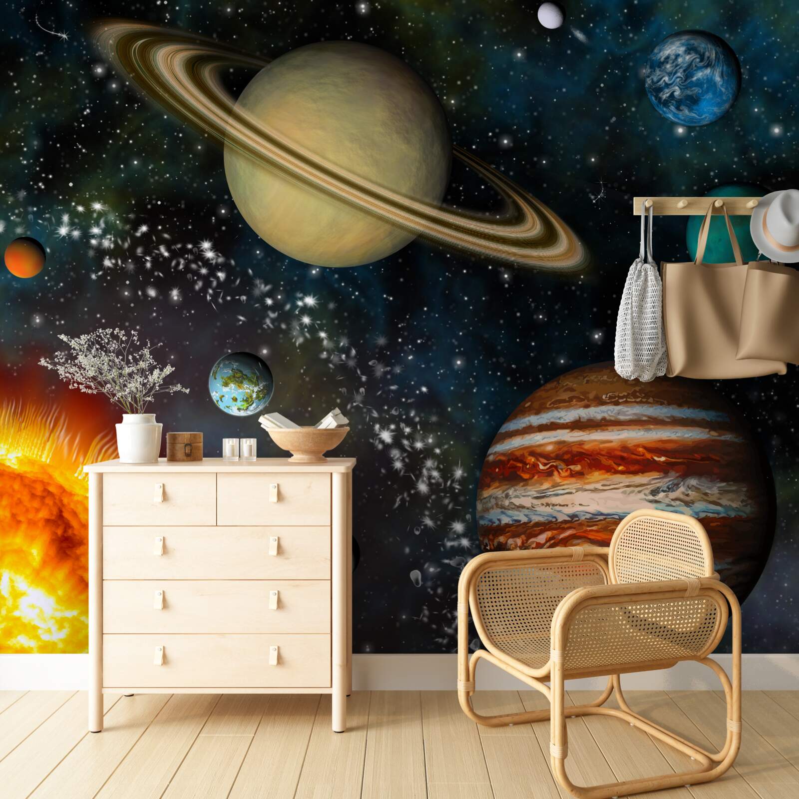 Fototapet planete care se învârt în jurul soarelui