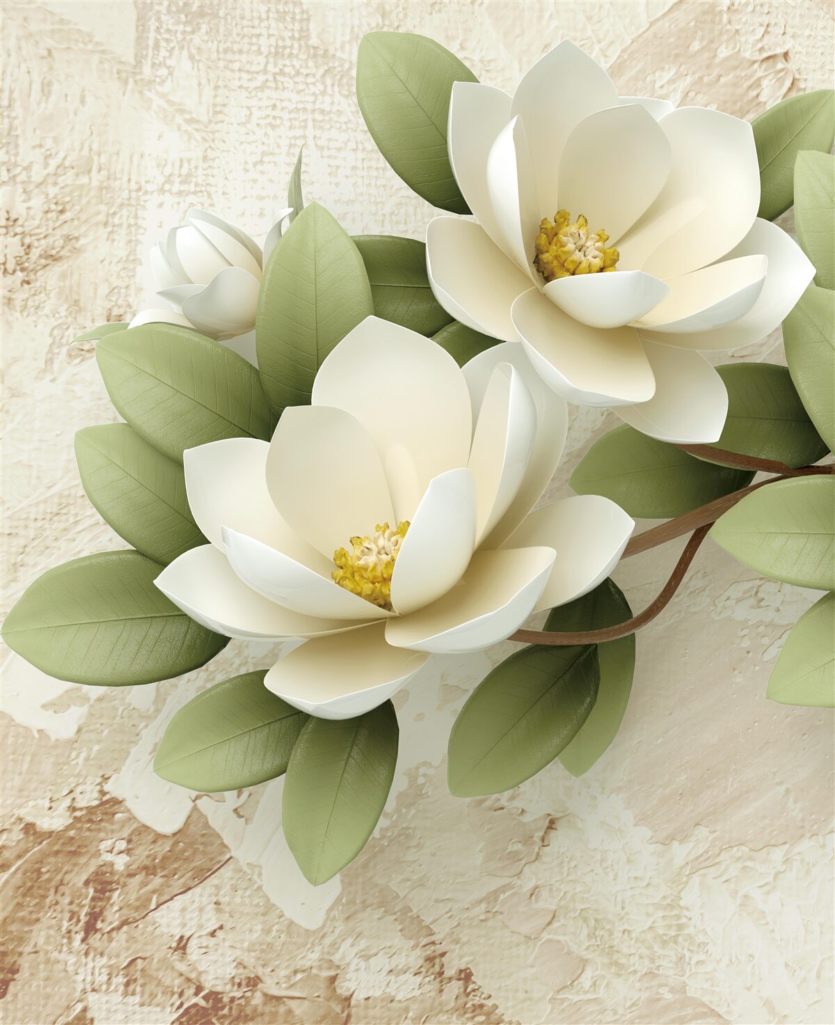 Fototapet nufăr cu petale albe ca zăpada și frunze verzi