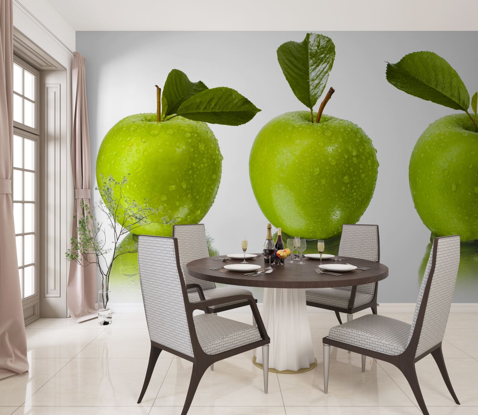 Fototapet reflecție de mere verzi