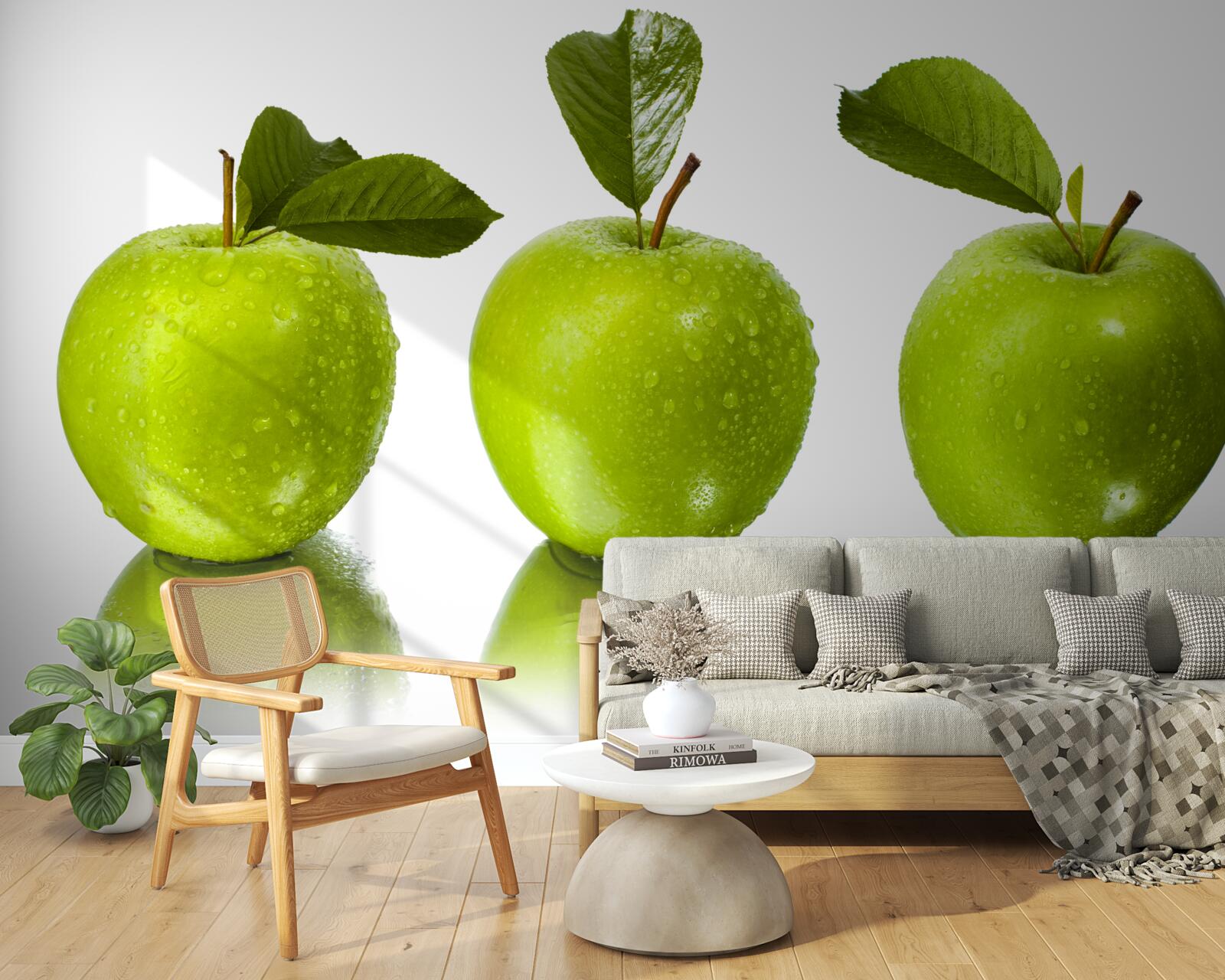 Fototapet reflecție de mere verzi