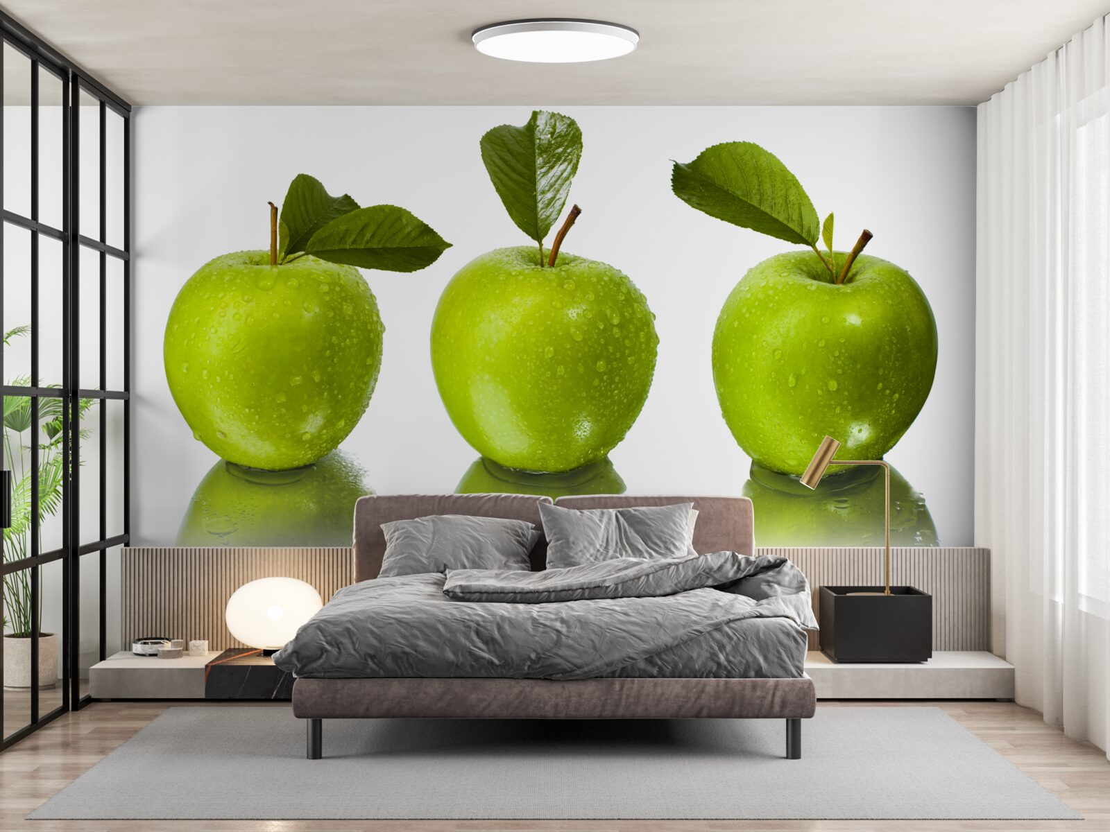 Fototapet reflecție de mere verzi