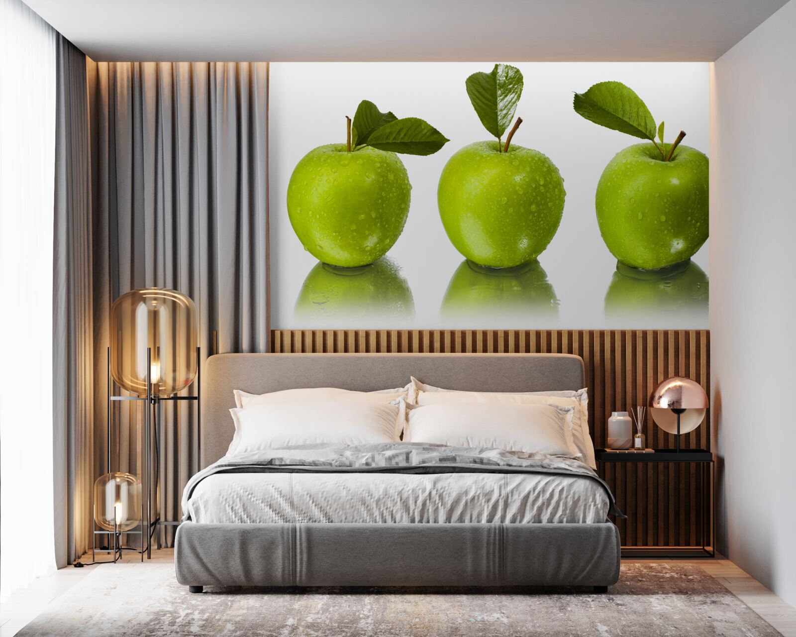 Fototapet reflecție de mere verzi