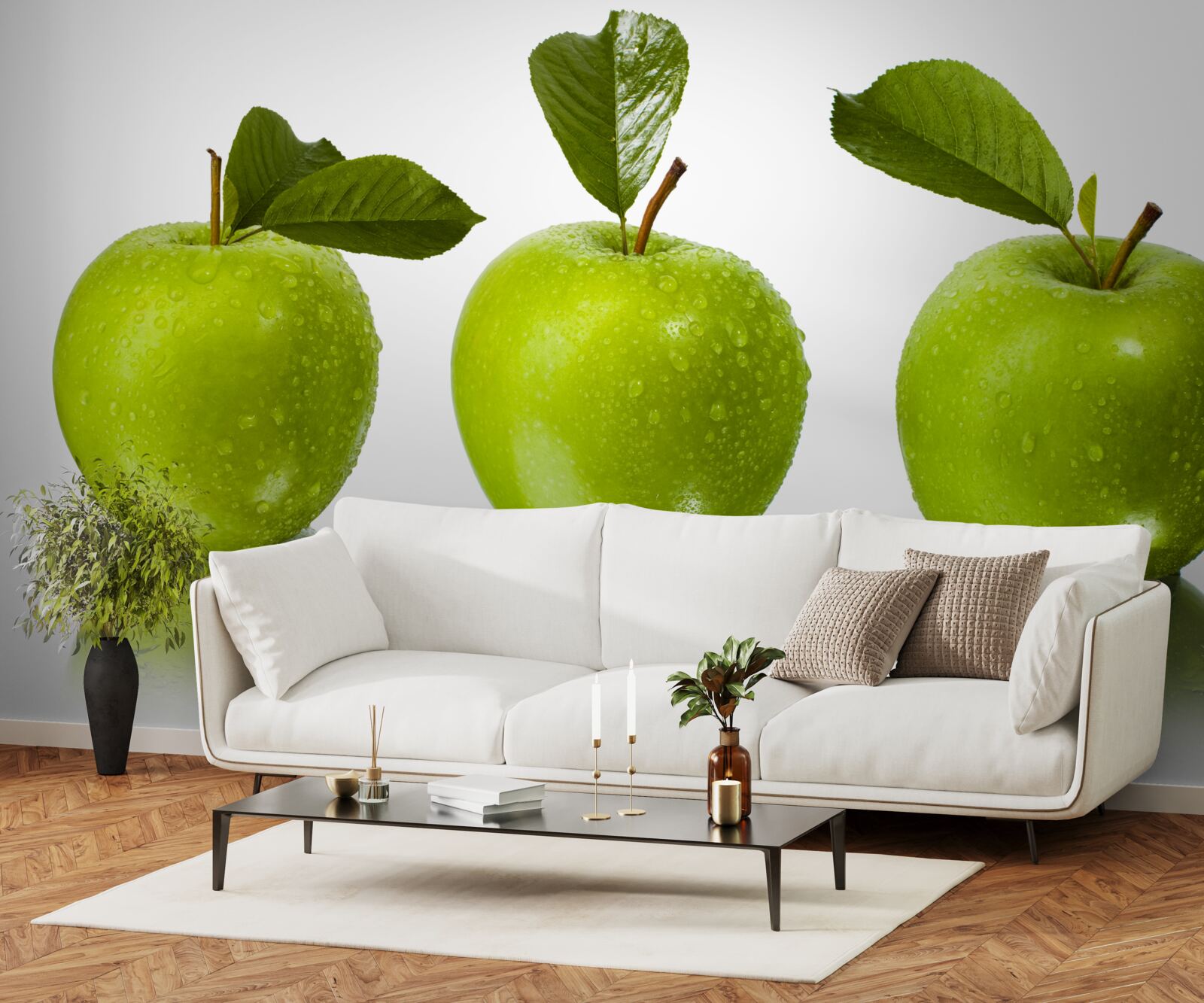 Fototapet reflecție de mere verzi