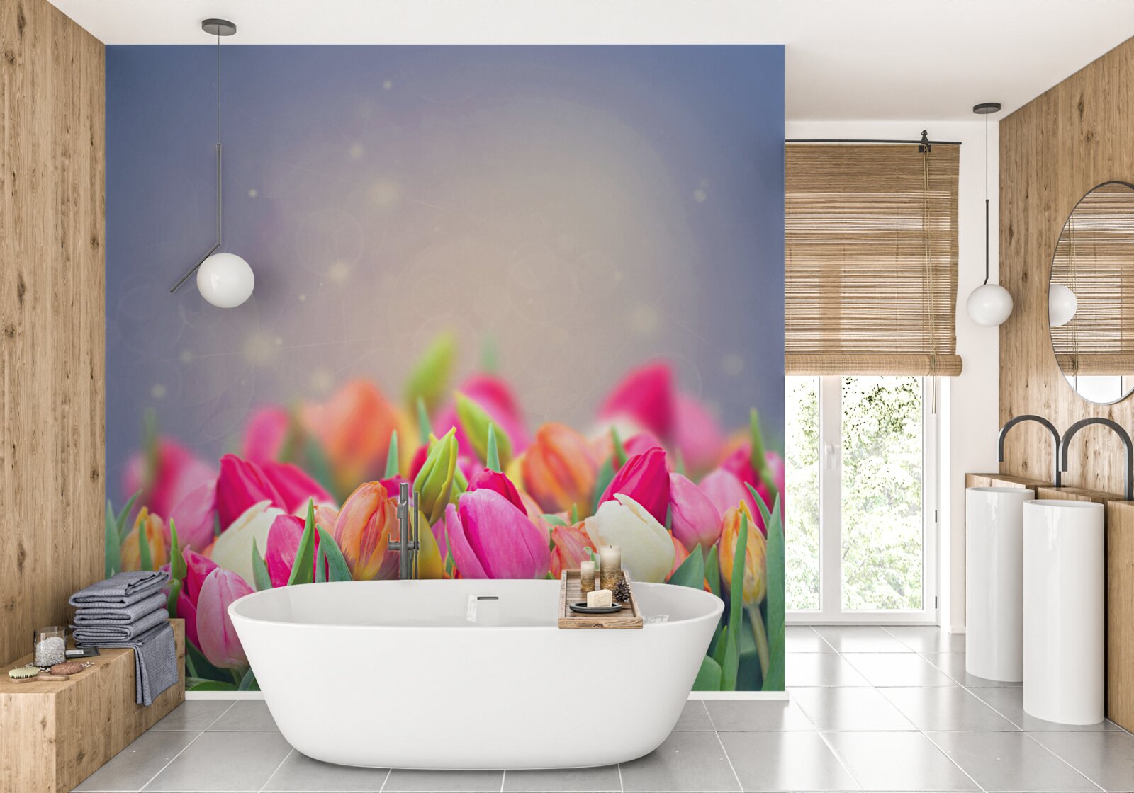 Fototapet lalele care adorm noaptea