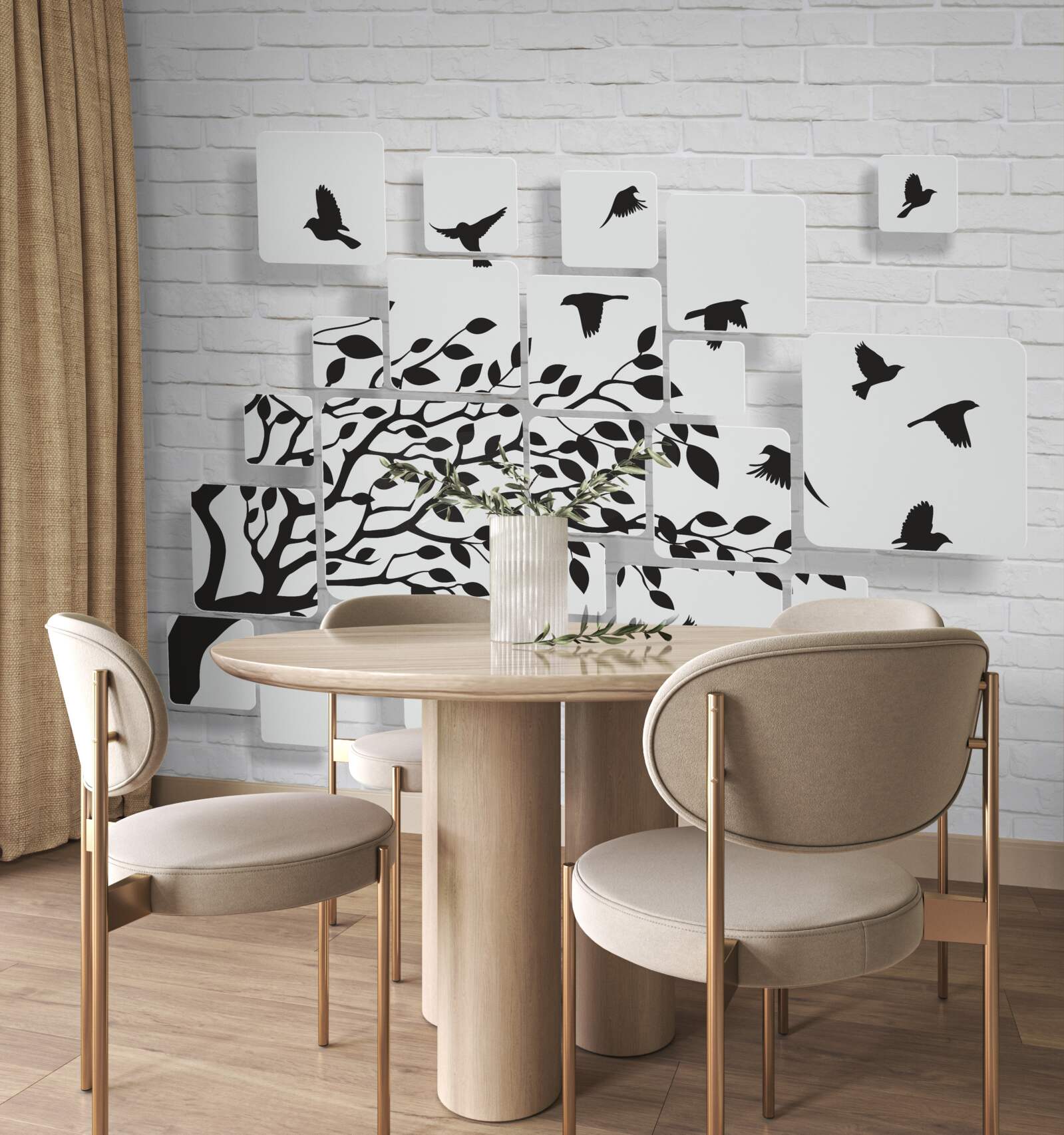 Fototapet odată cu vântul, păsările părăsesc copacul