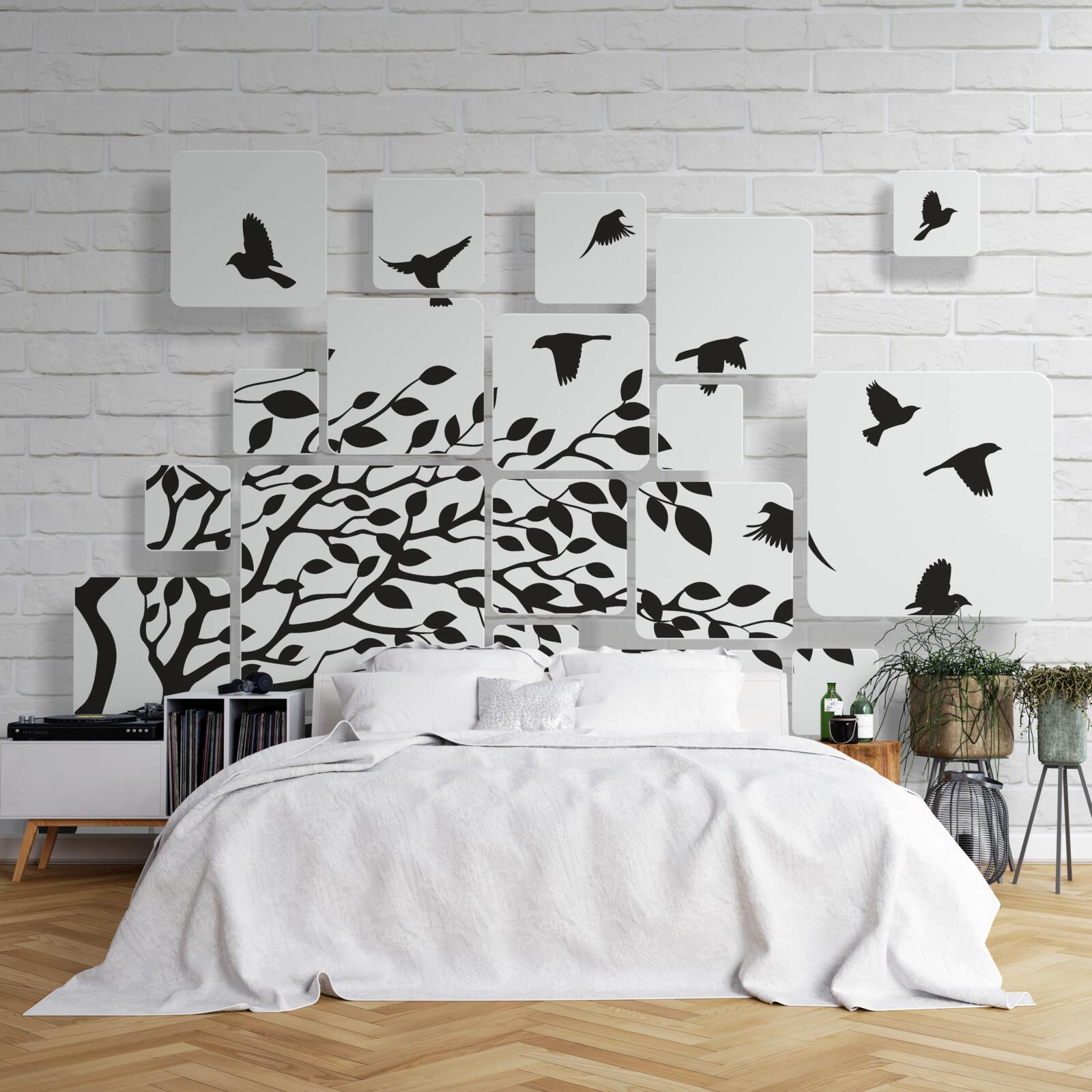 Fototapet odată cu vântul, păsările părăsesc copacul