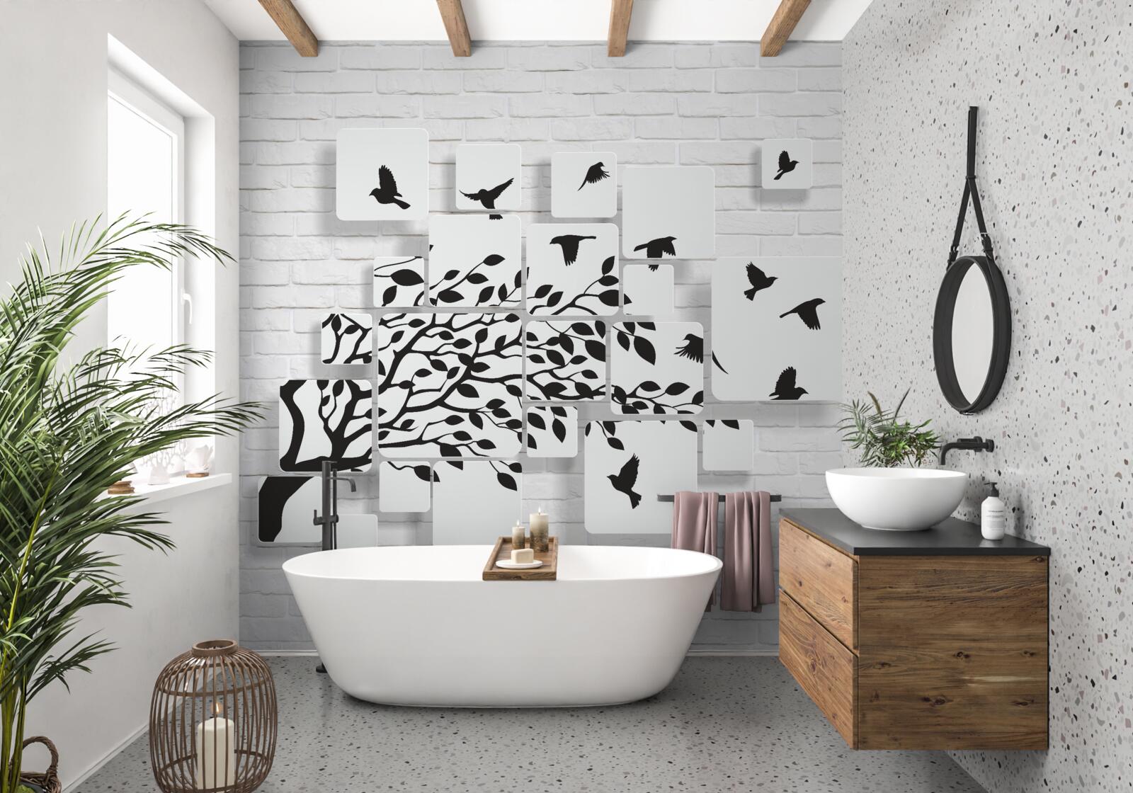 Fototapet odată cu vântul, păsările părăsesc copacul