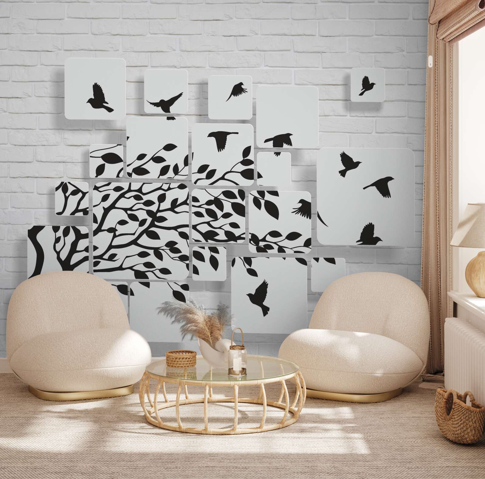 Fototapet odată cu vântul, păsările părăsesc copacul