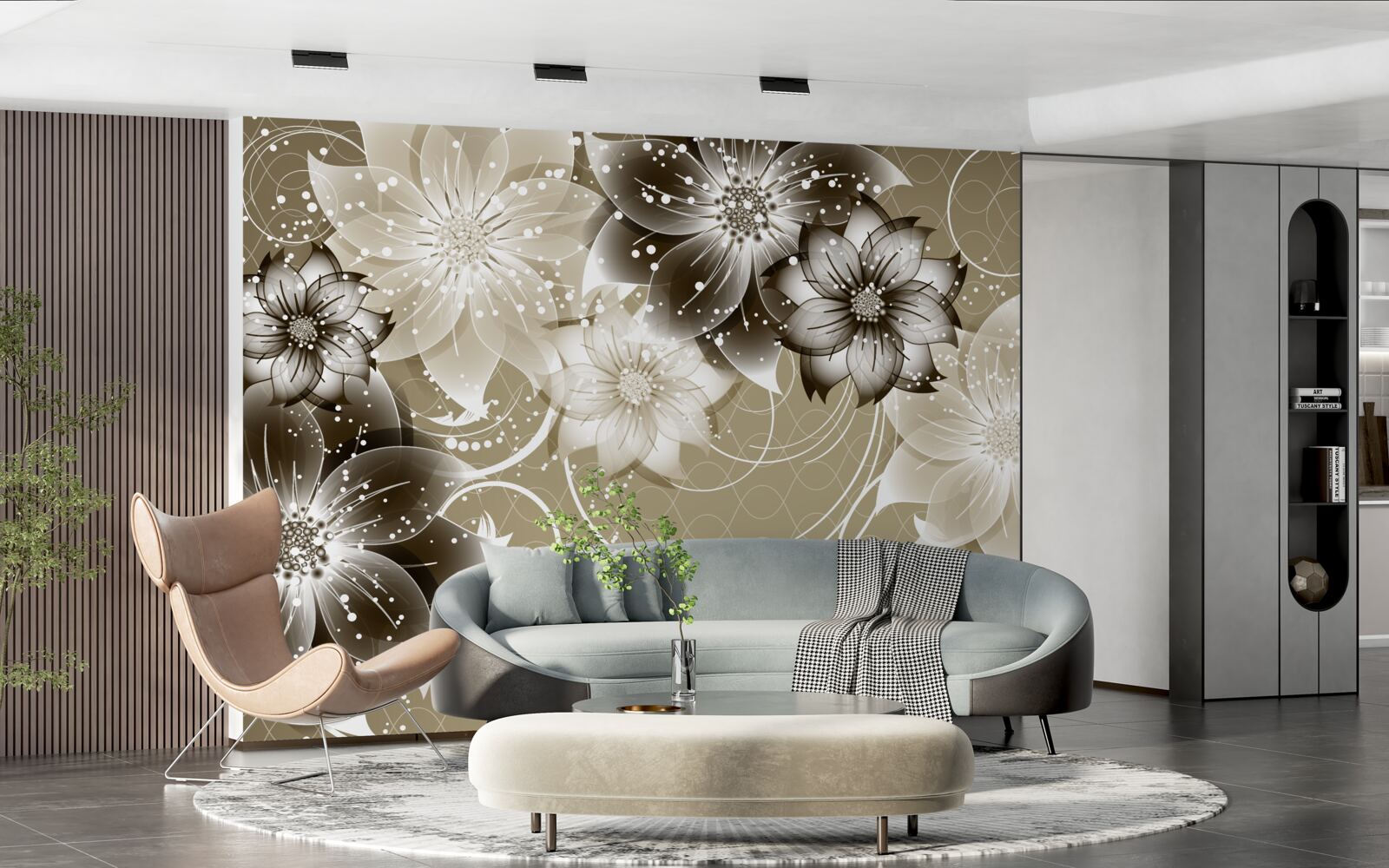 Fototapet flori de crin care înfloresc pe apă noaptea