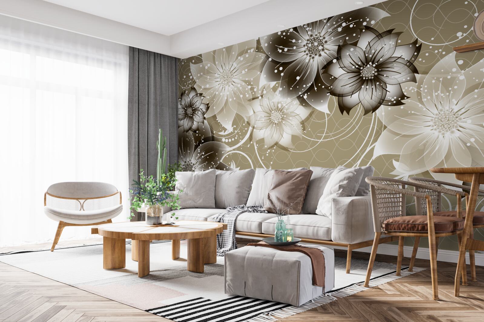 Fototapet flori de crin care înfloresc pe apă noaptea