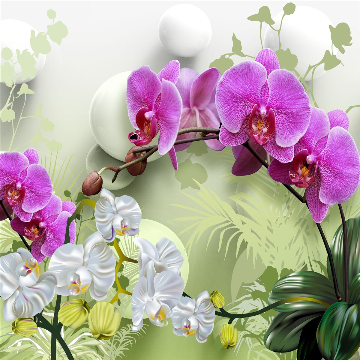 Fototapet orhidee mov pe ramuri