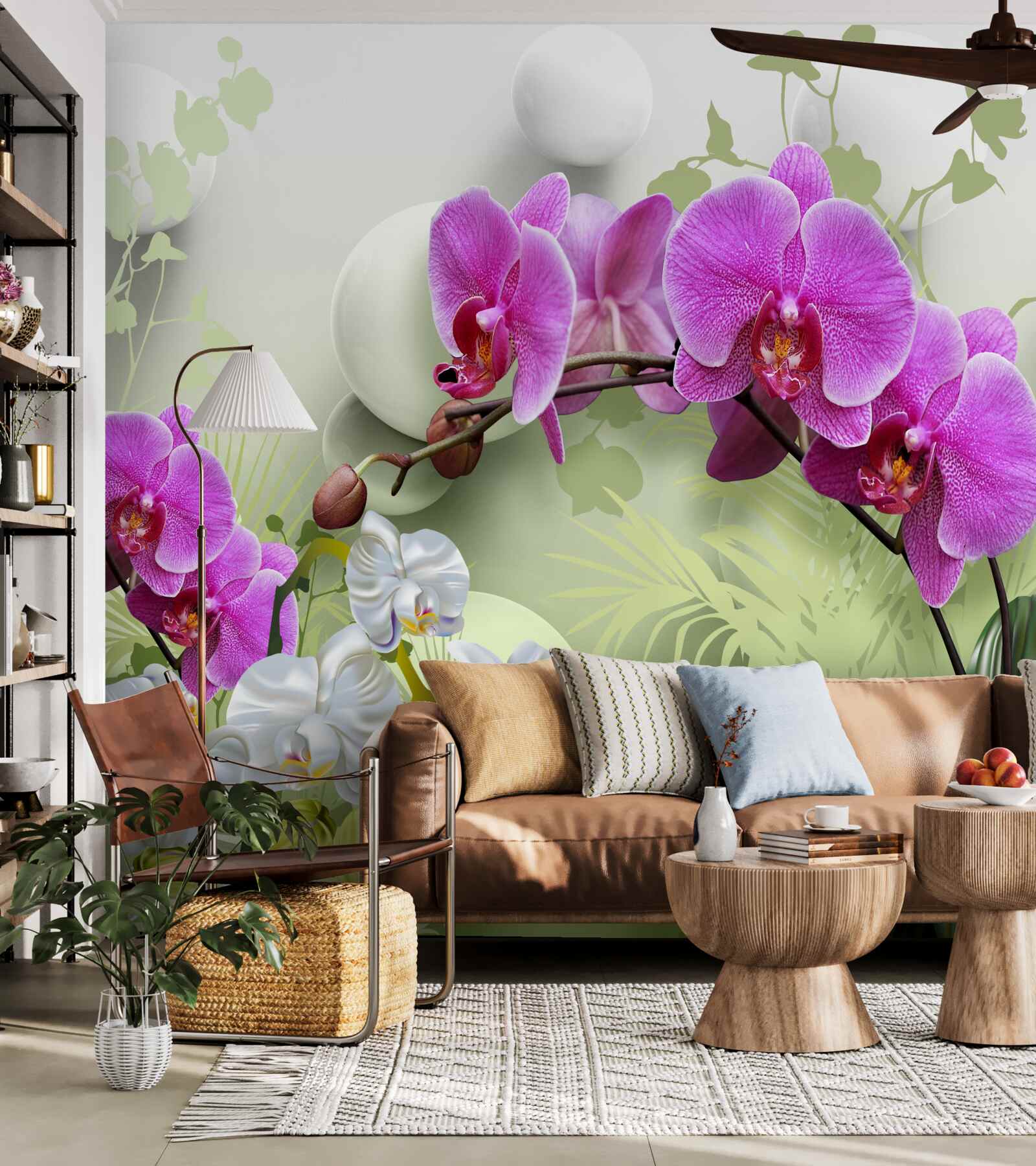 Fototapet orhidee mov pe ramuri