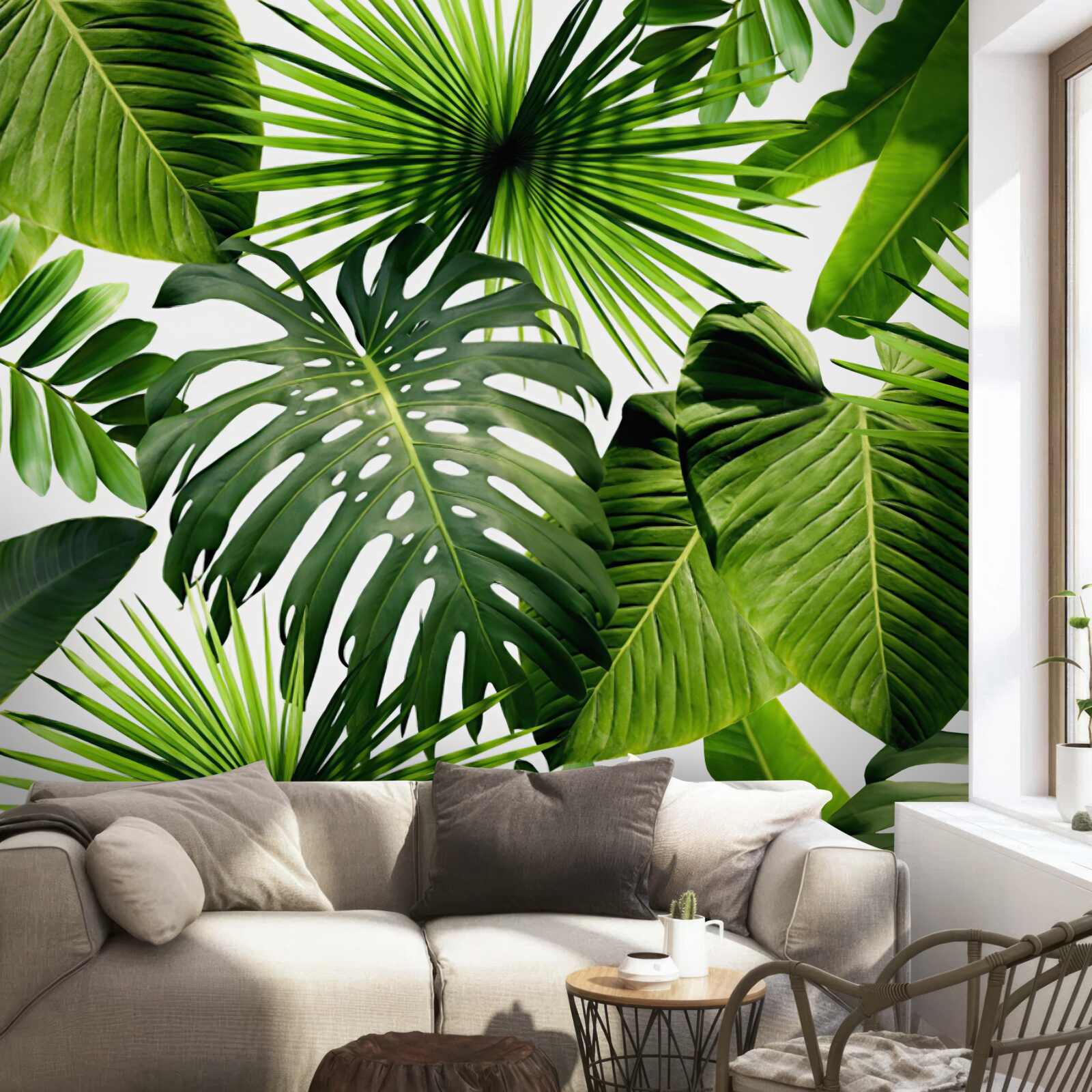 Fototapet frunze verzi mari de plante tropicale