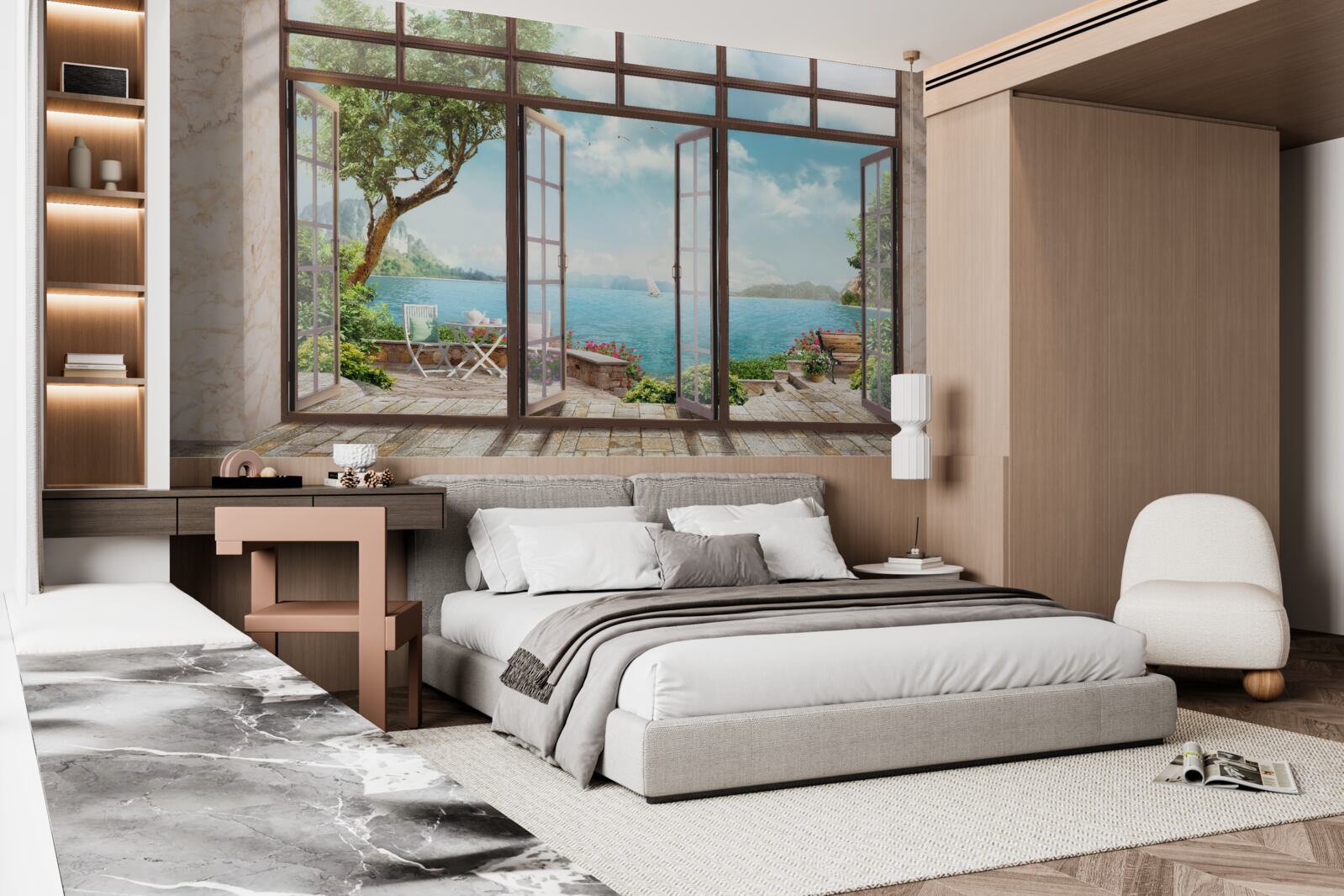 Fototapet balcon de vară cu vedere la mare