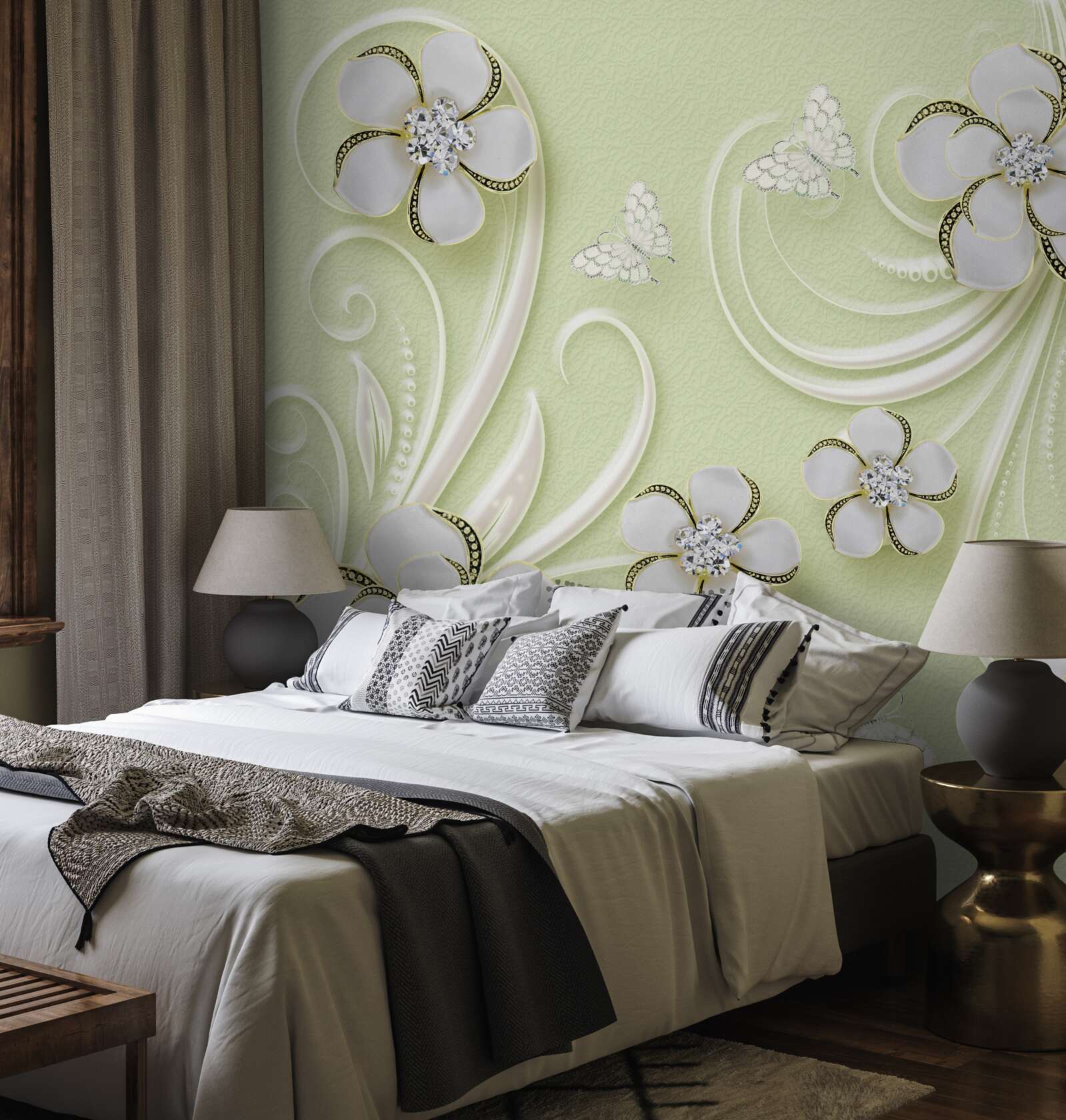 Fototapet tampoane pe un fundal verde moale