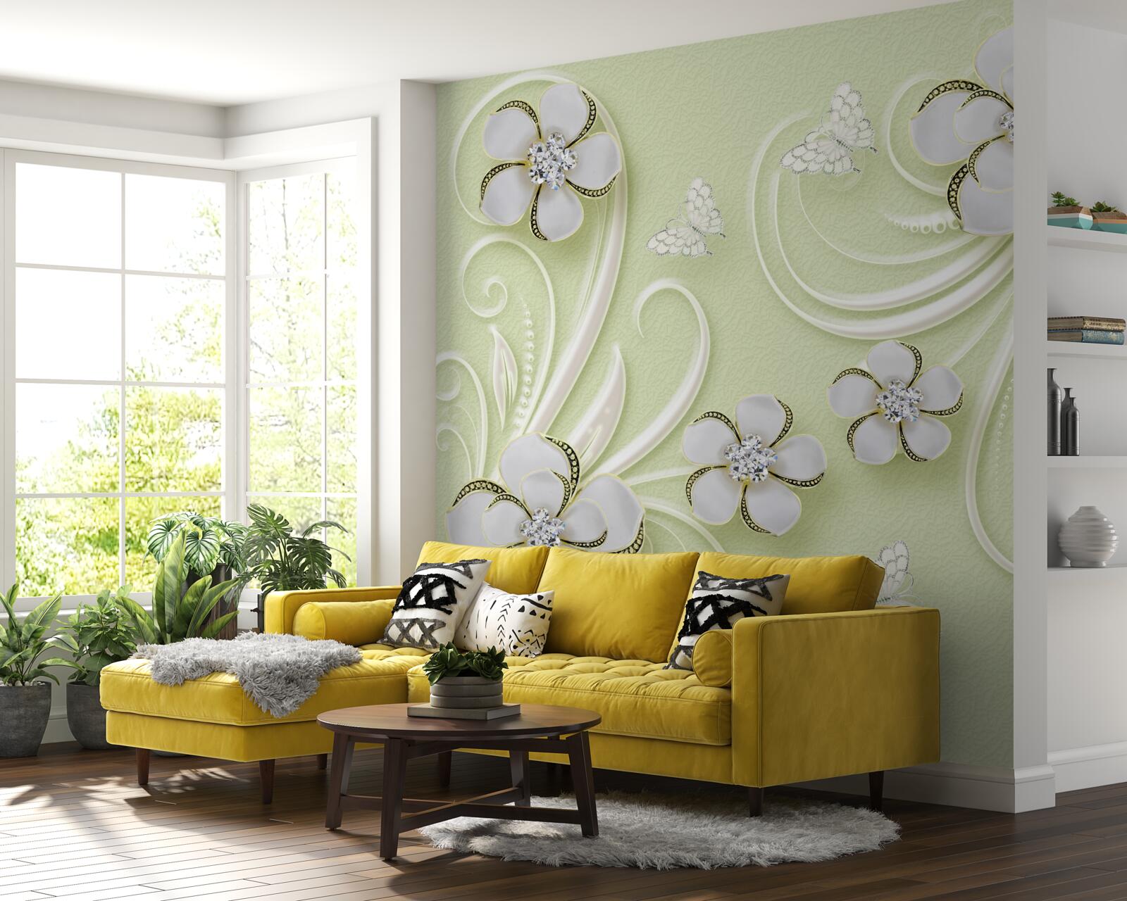 Fototapet tampoane pe un fundal verde moale