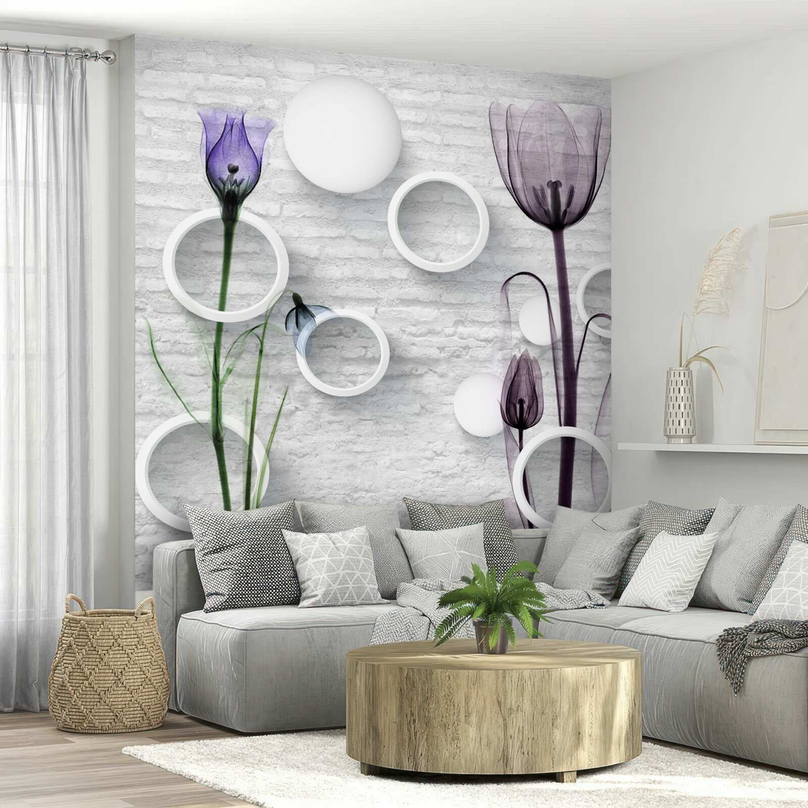 Fototapet muguri rafinați pe ramuri și cercuri strâns răsucite